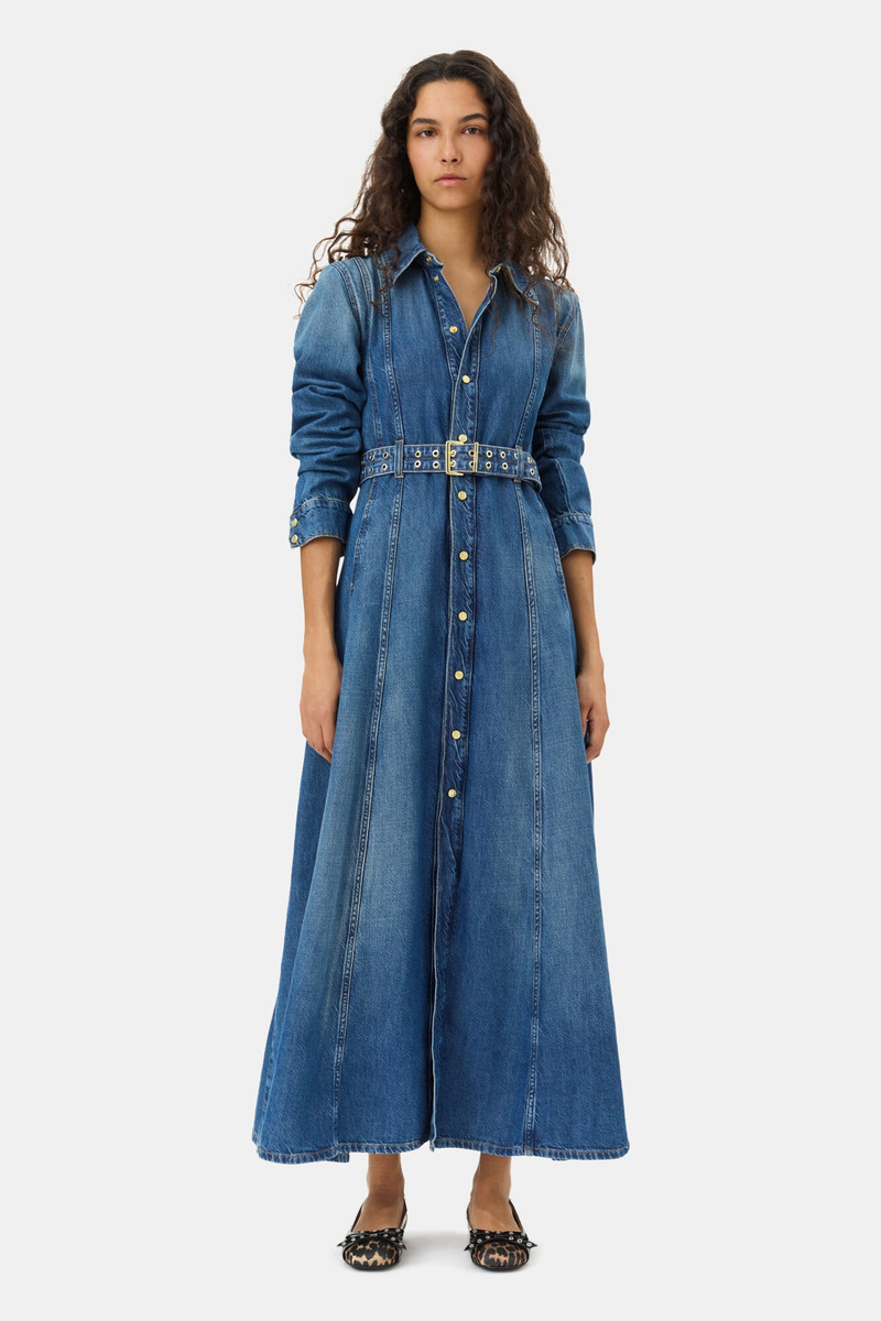 GANNI DARK BLUE DENIM MAXI DRESS outlook