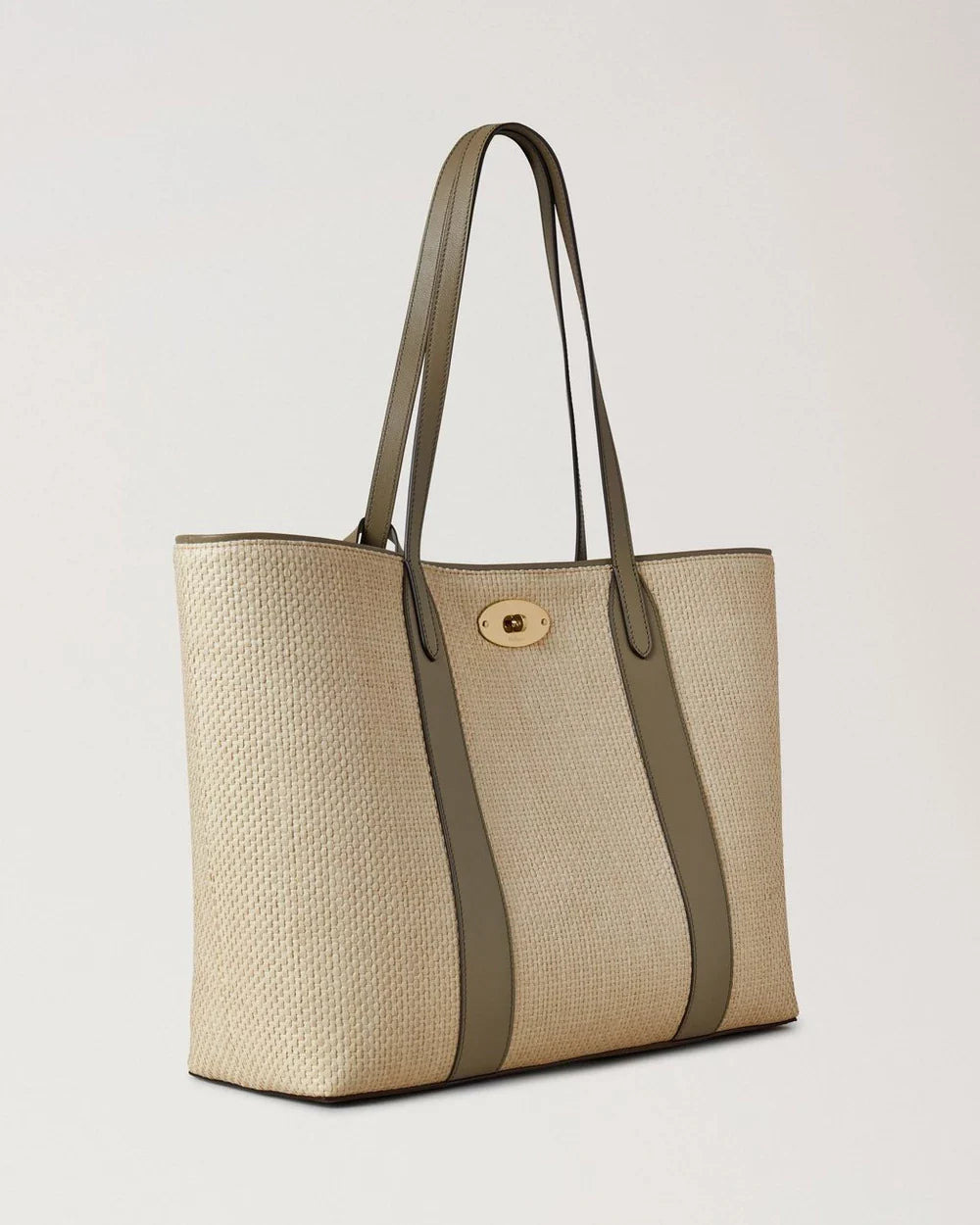 Bayswater Tote Linen Green & Natural Raffia & Leather - 3