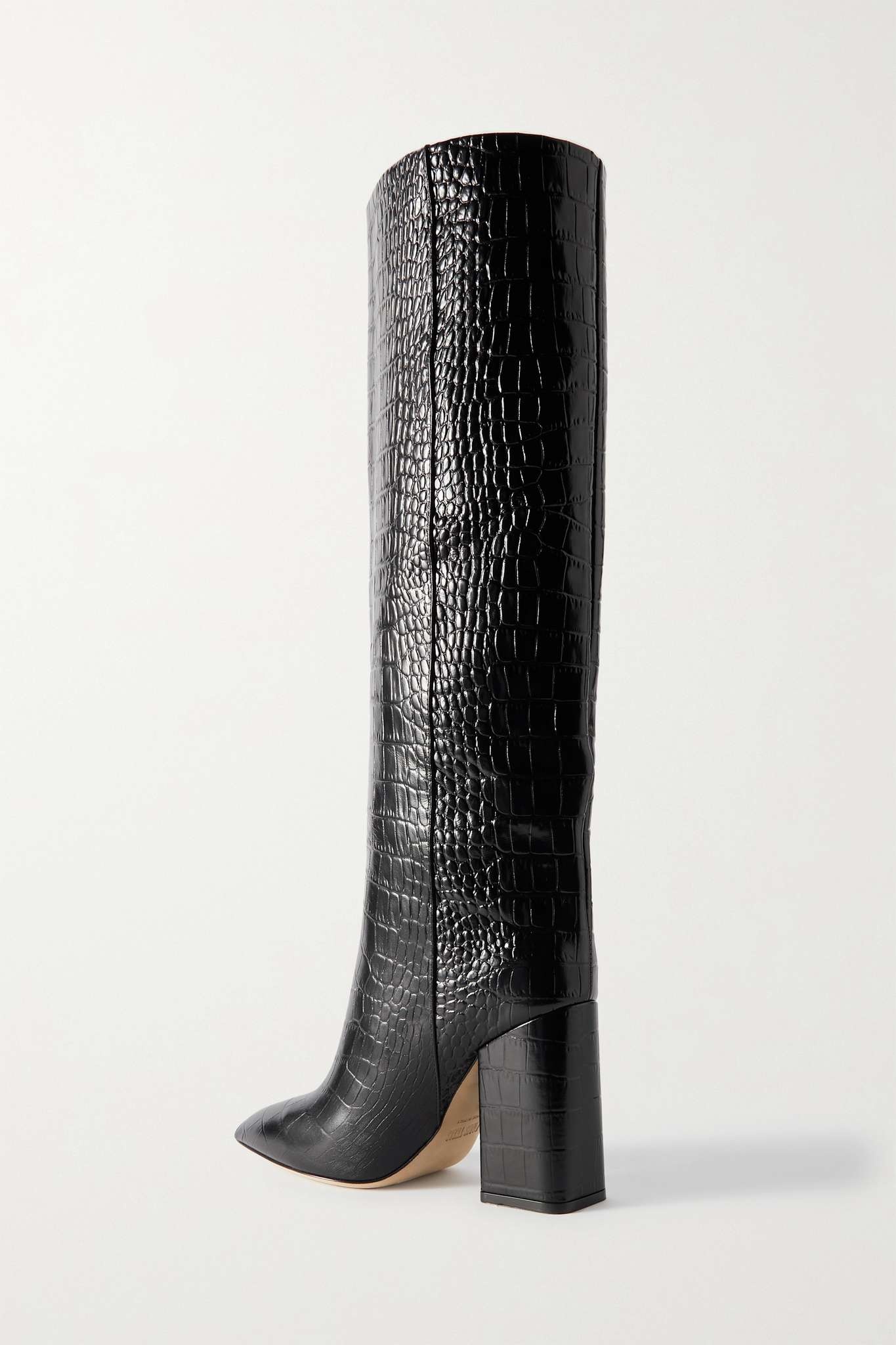 Anja croc-effect leather knee boots Black - 3