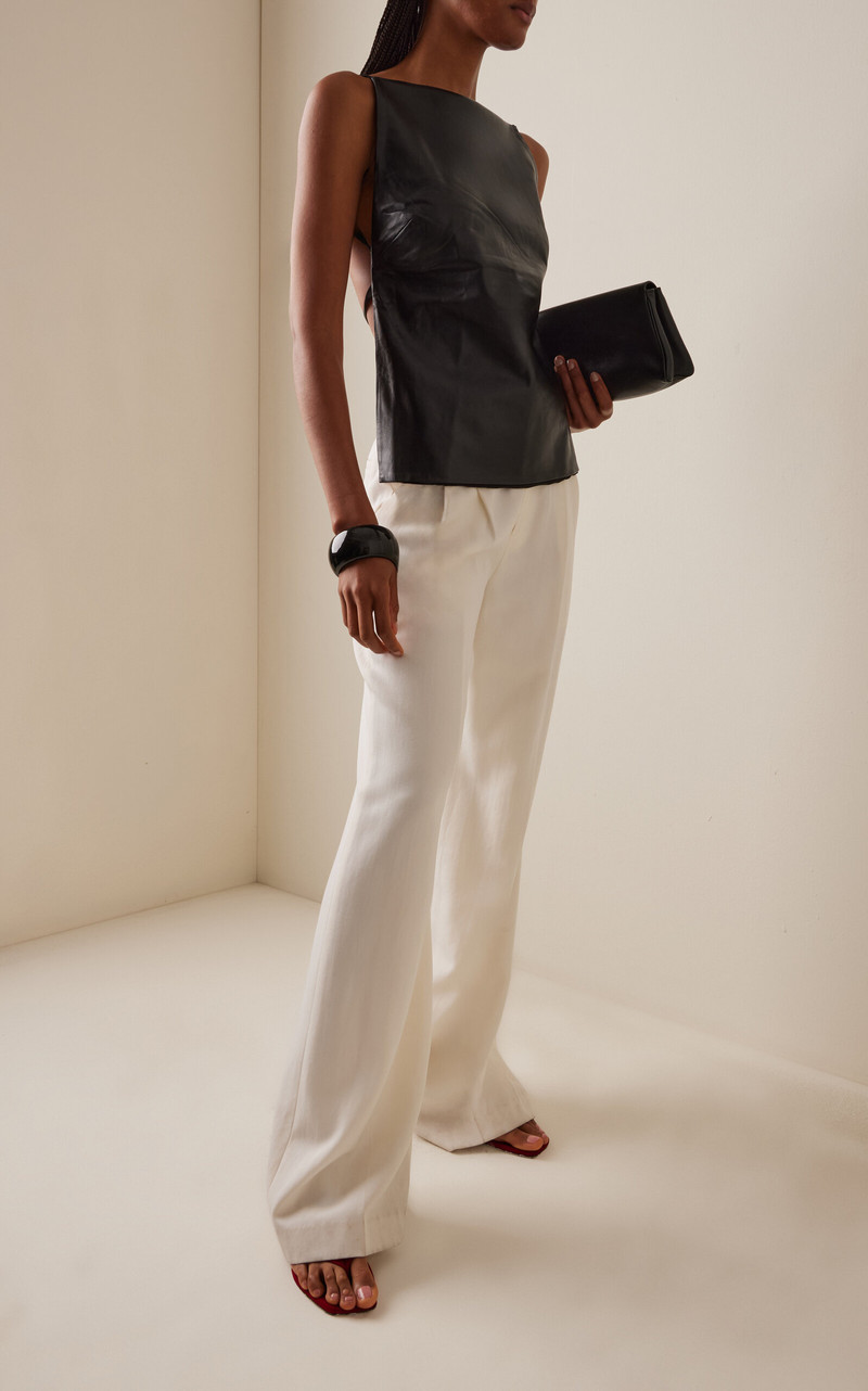 ST. AGNI Boatneck Leather Top black outlook