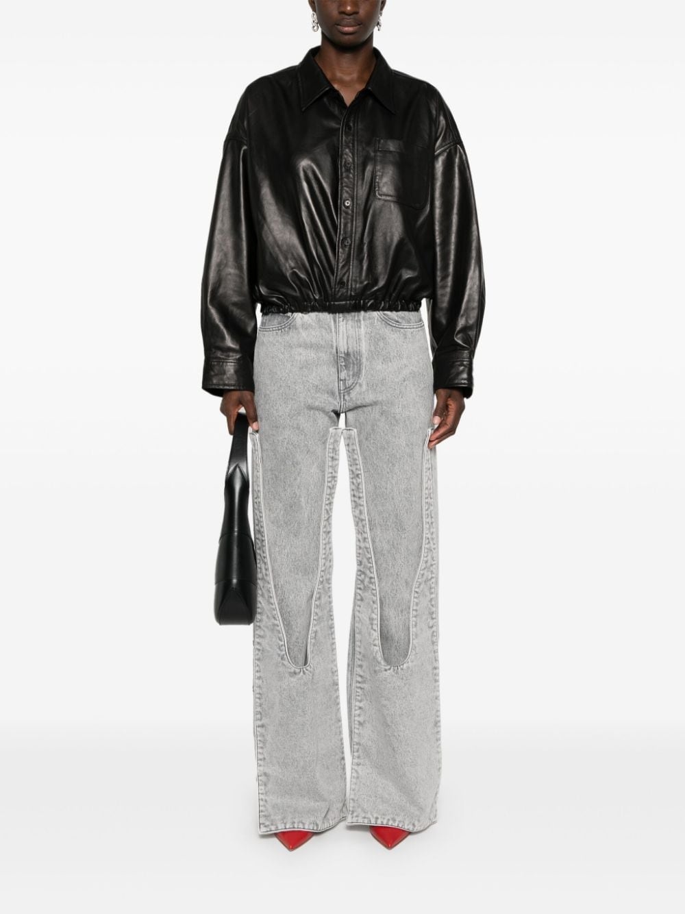 long-sleeves leather shirt - 2