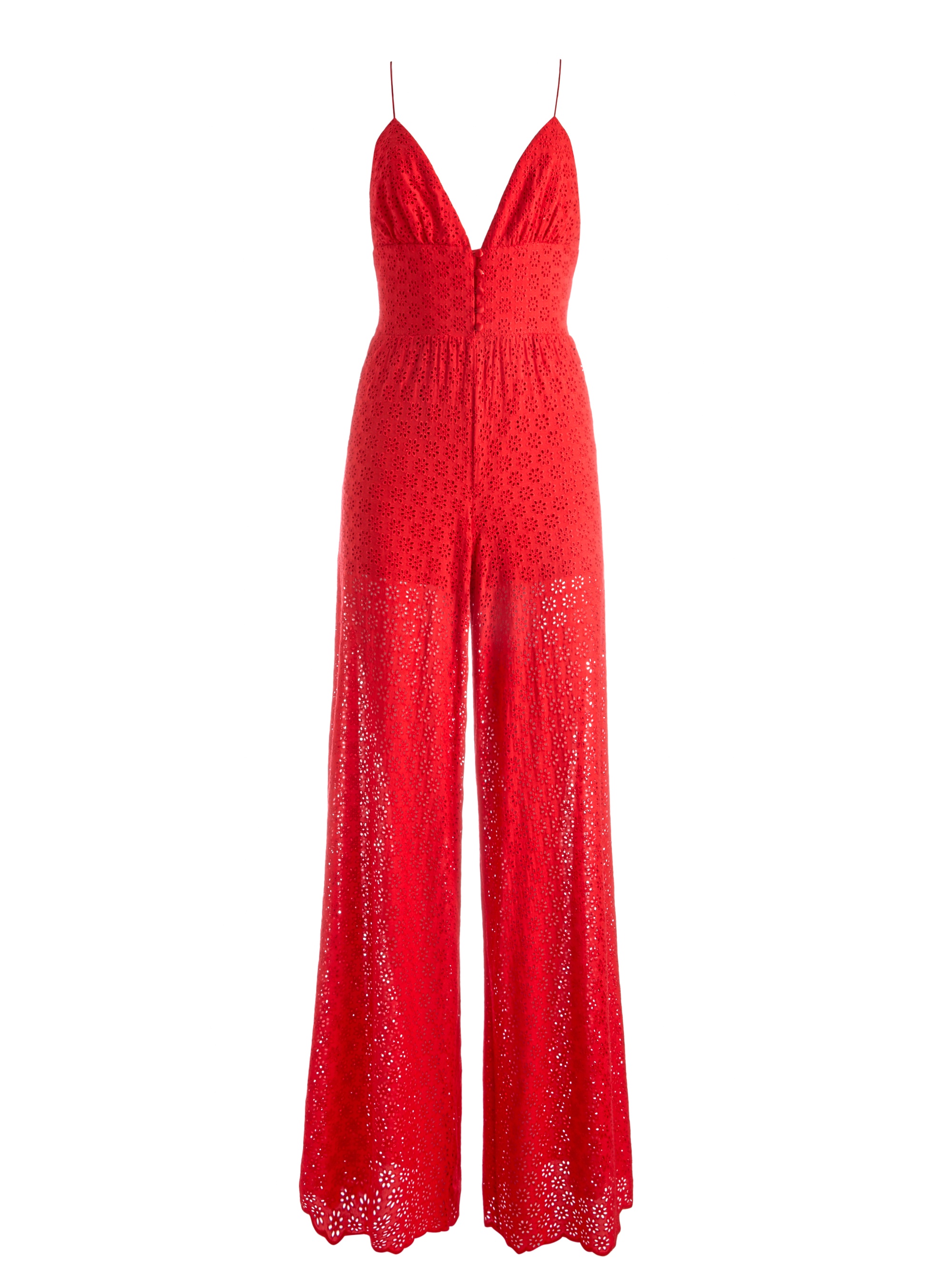 TILLY EYELET WIDE LEG BUTTON FRONT JUMPSUIT - 1