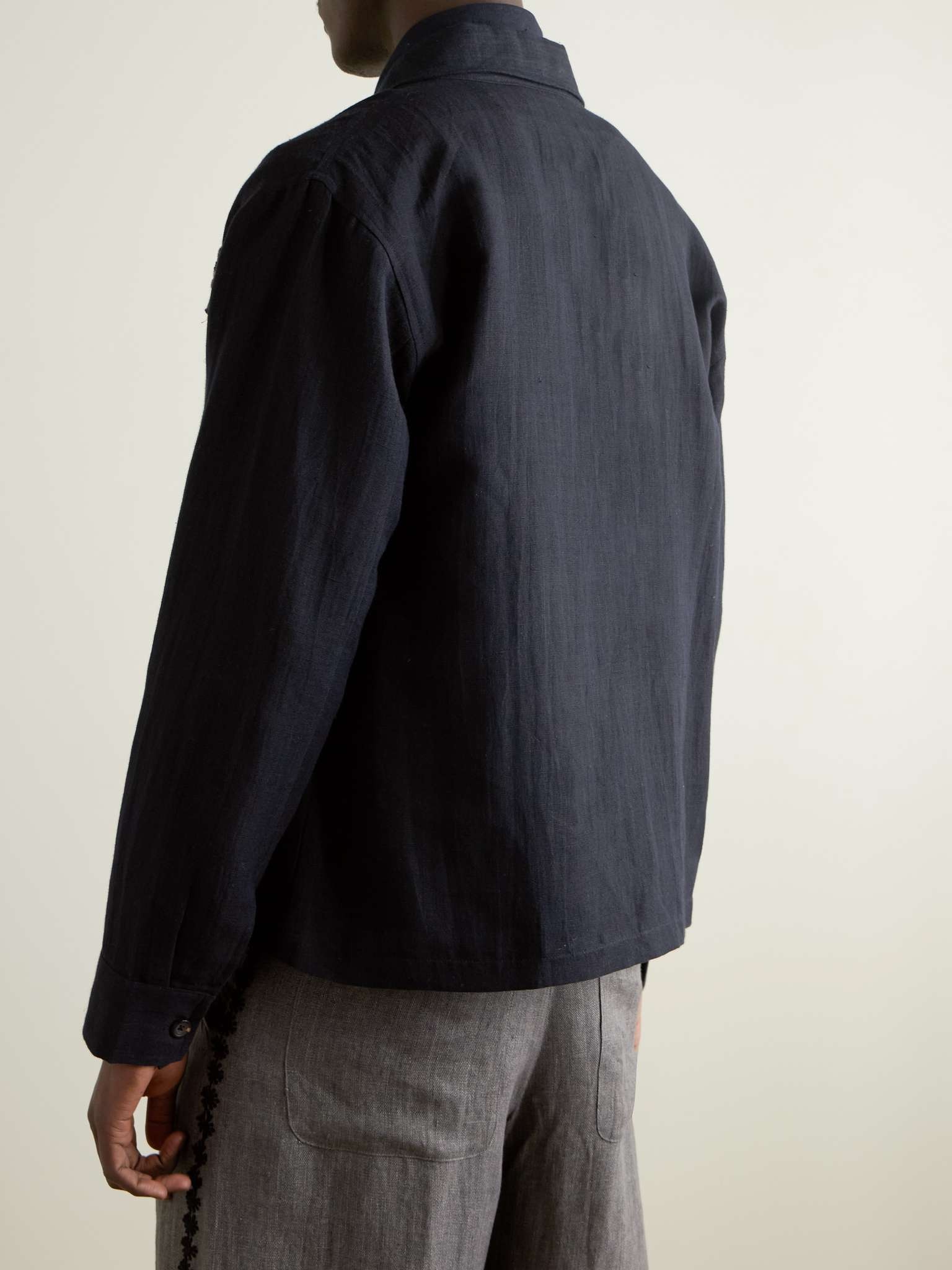 Embroidered Embellished Cotton and Linen-Blend Jacket - 3