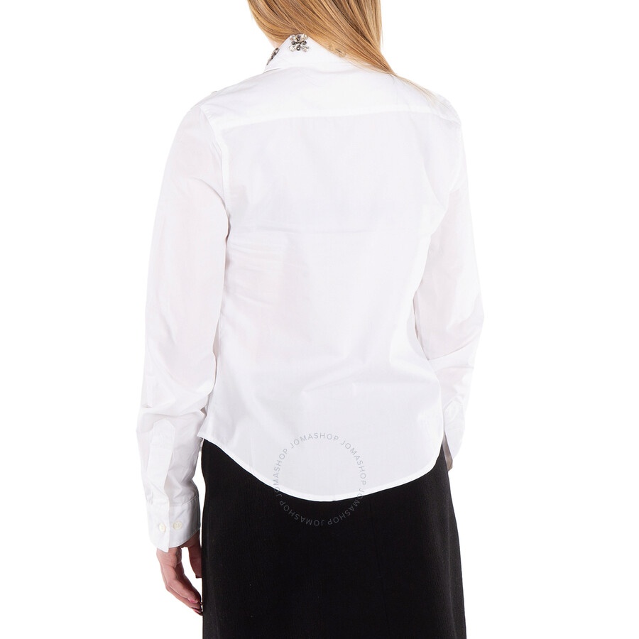Rabanne Haut Floral-Embellished Poplin Shirt, Brand Size 36 ( US Size 4 ) - 3