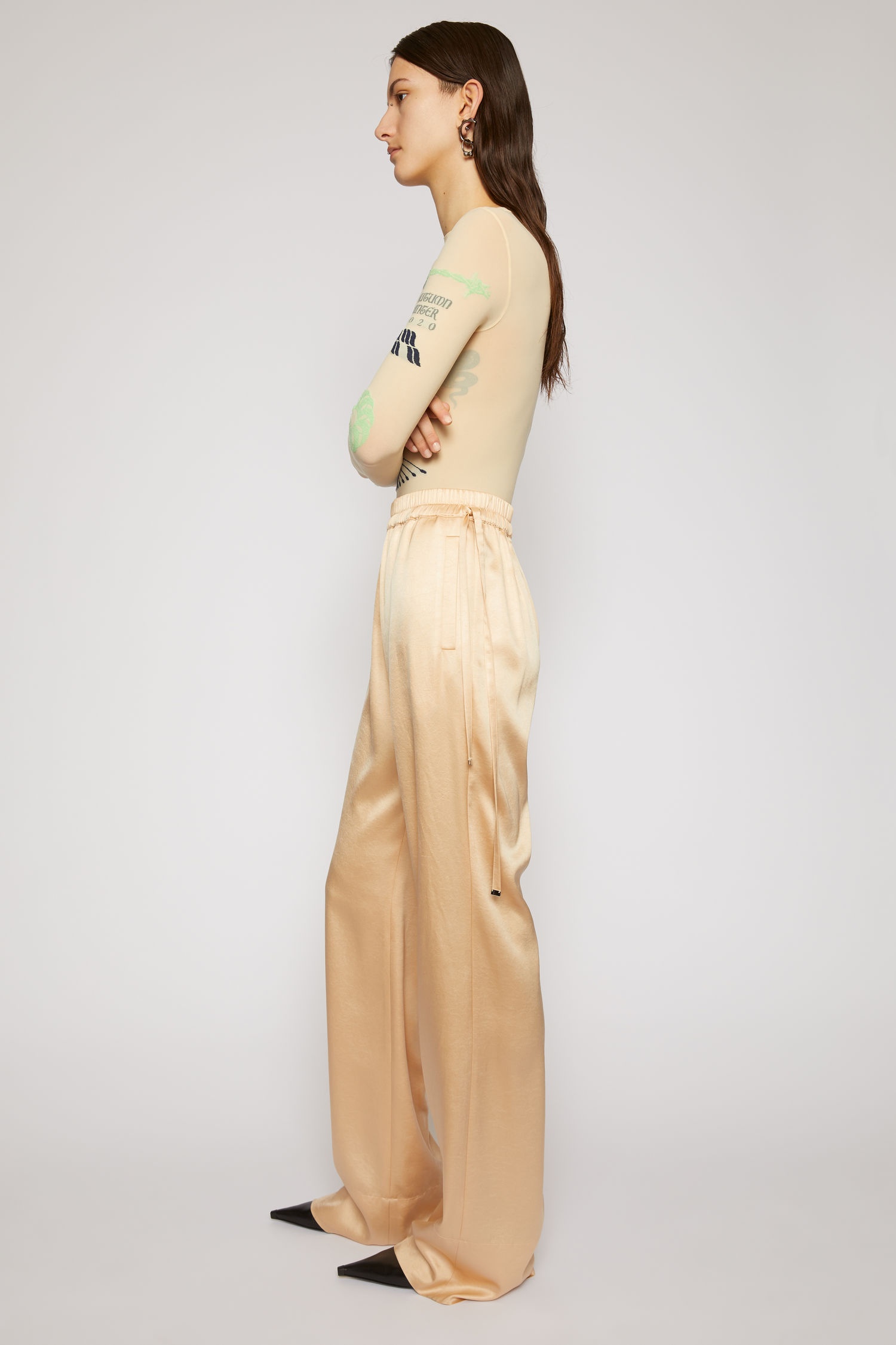 Satin trousers pale orange - 3