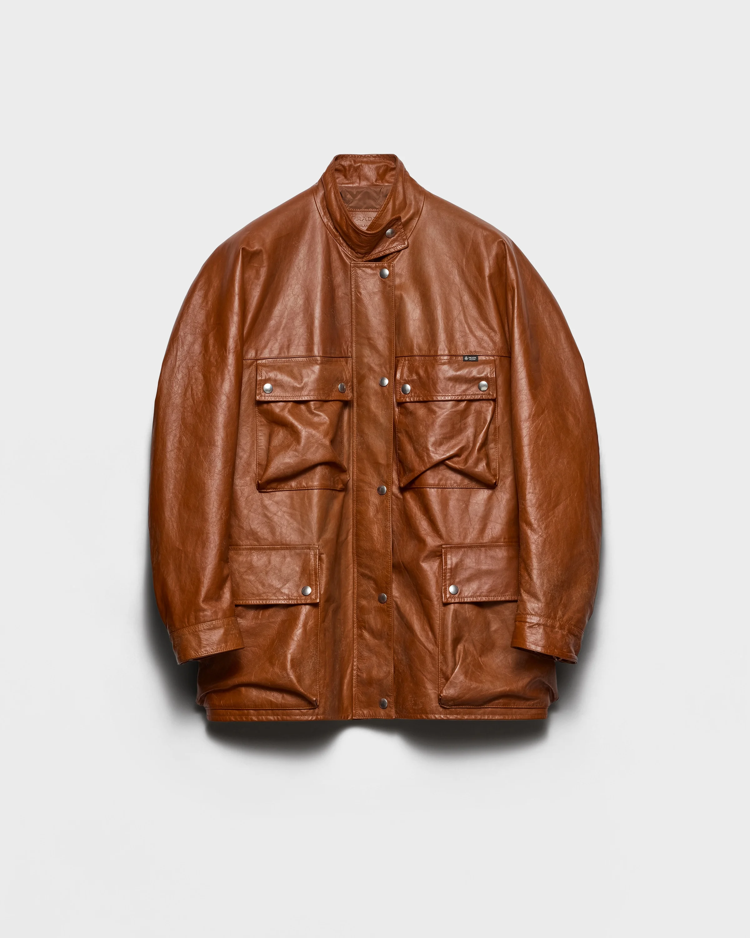 Antiqued leather caban jacket - 1