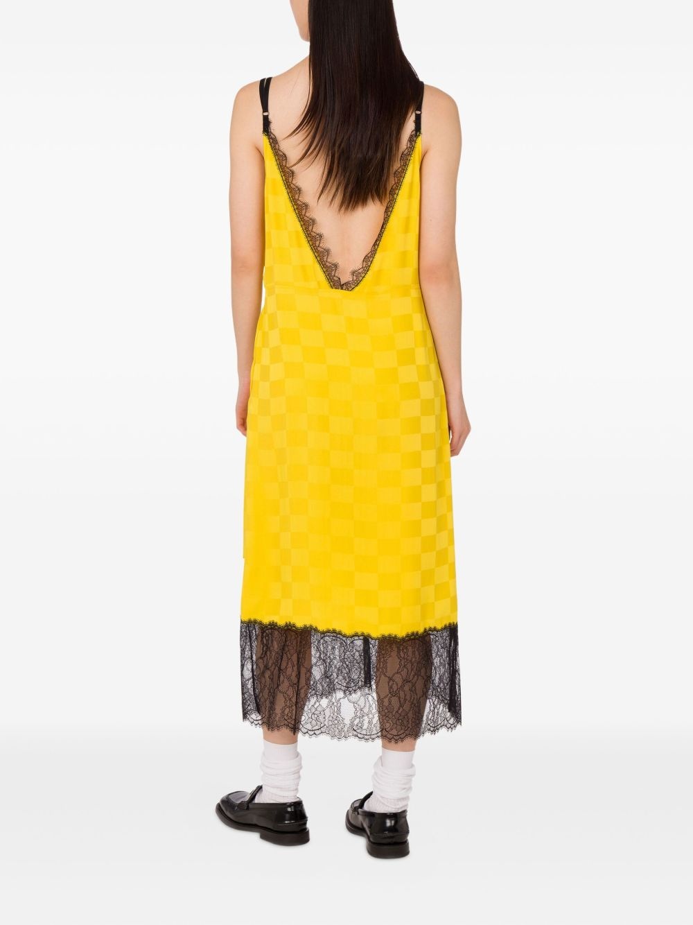 Smiley graphic lace-trimmed midi dress - 3