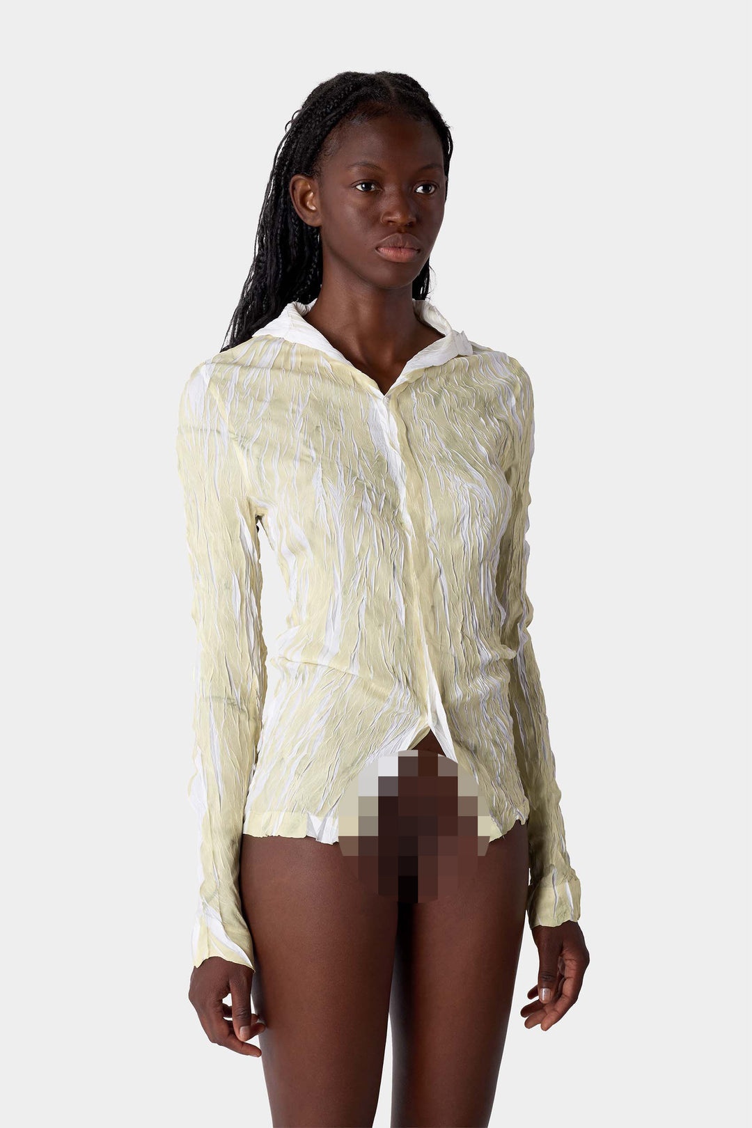 WRINKLED PRINT OVER SHIRT / beige - 3