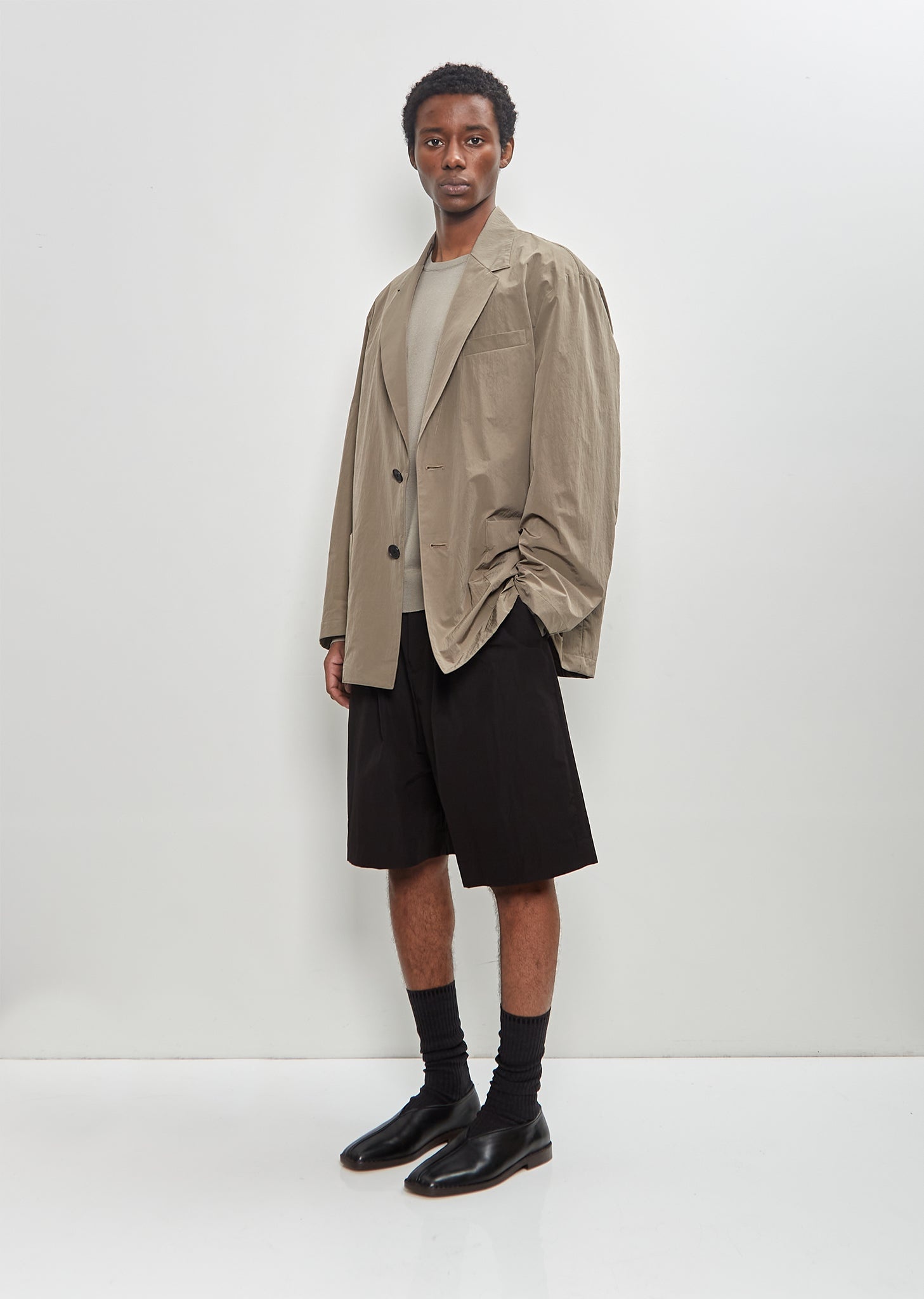 Windproof Nylon Single Breasted Jacket — Taupe - 4