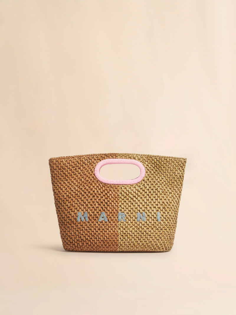 DARK AND LIGHT BROWN PAPER RAFFIA SEASIDE CLUTCH 1