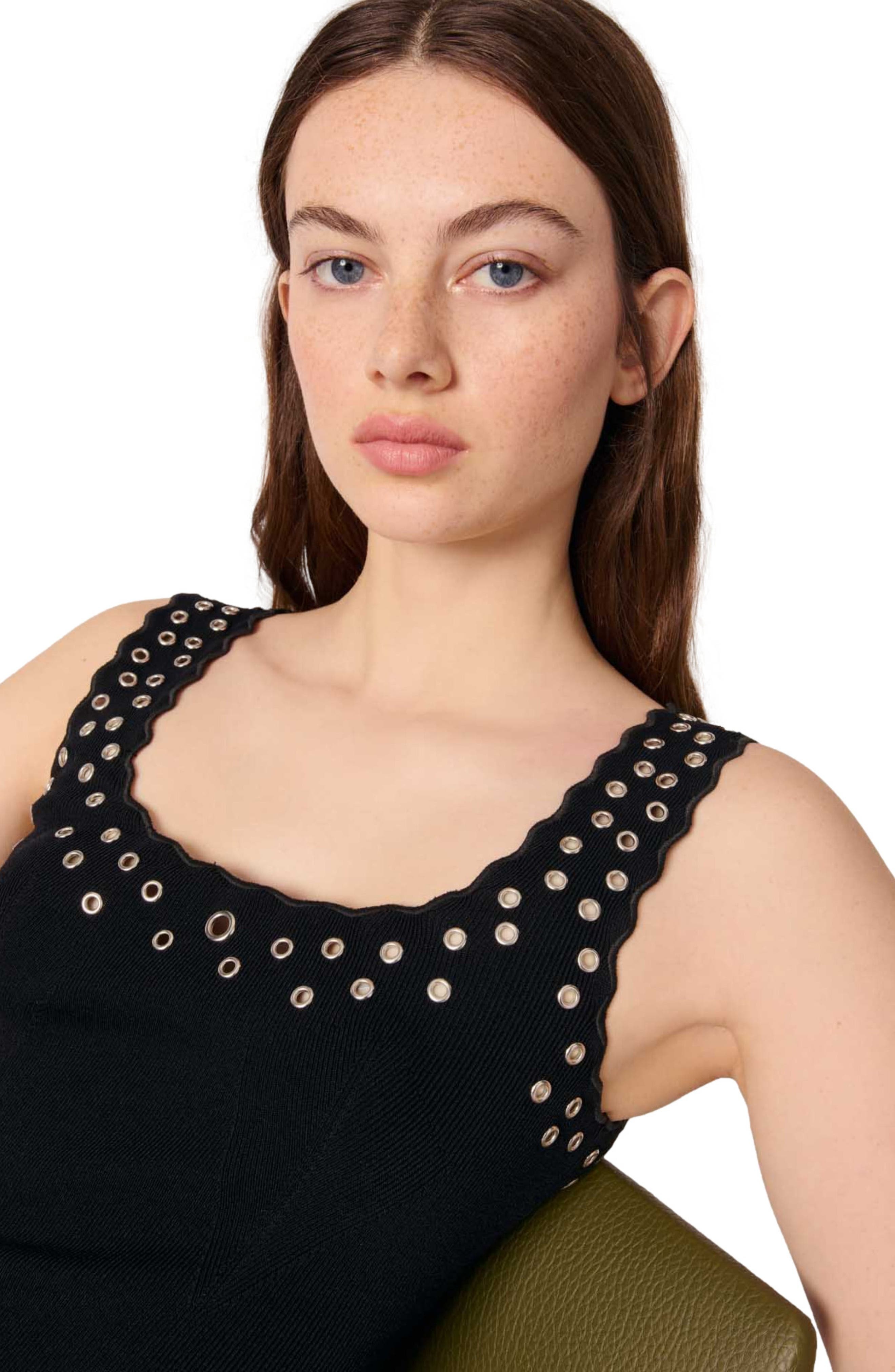maje Short eyelet knit dress in Black at Nordstrom - 7