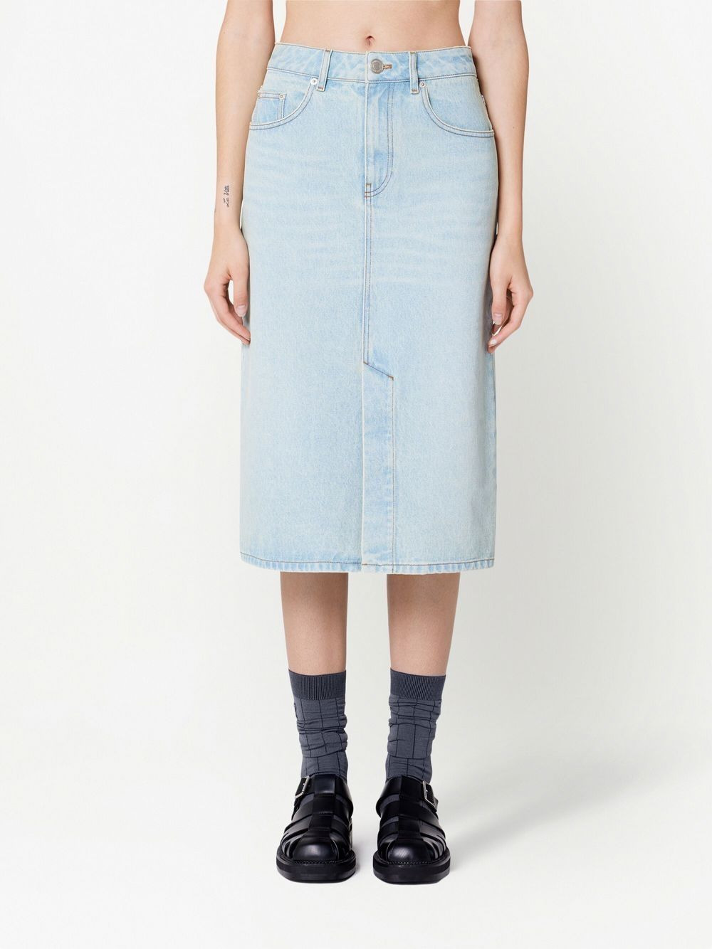 denim pencil midi skirt - 3