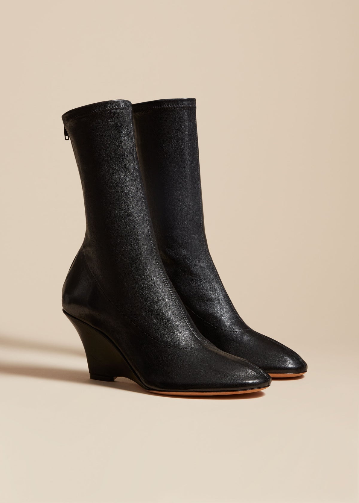 The Apollo Wedge Boot in Black Leather - 2