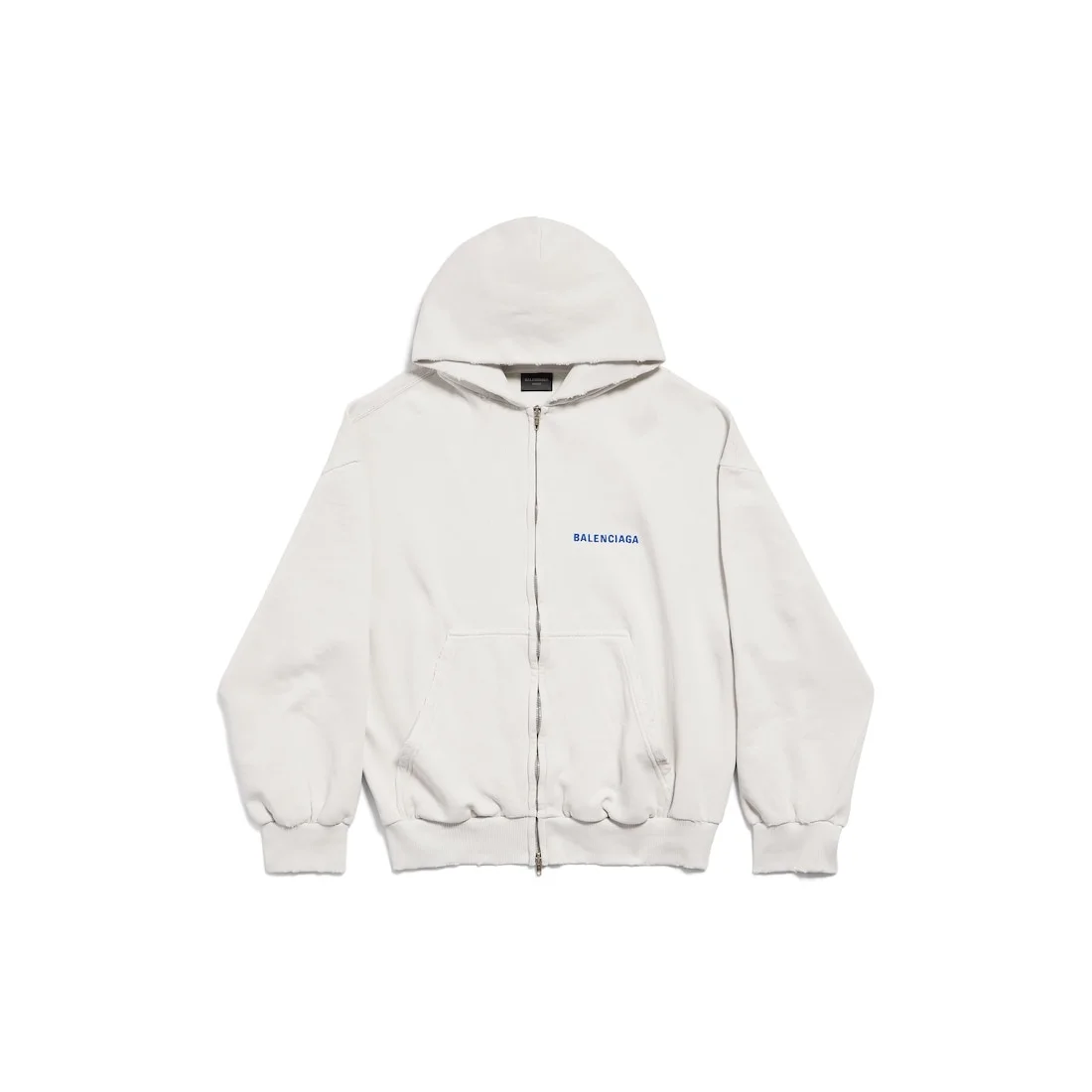 Balenciaga Back Zip-up Hoodie Regular Fit in Dirty White/blue - 1
