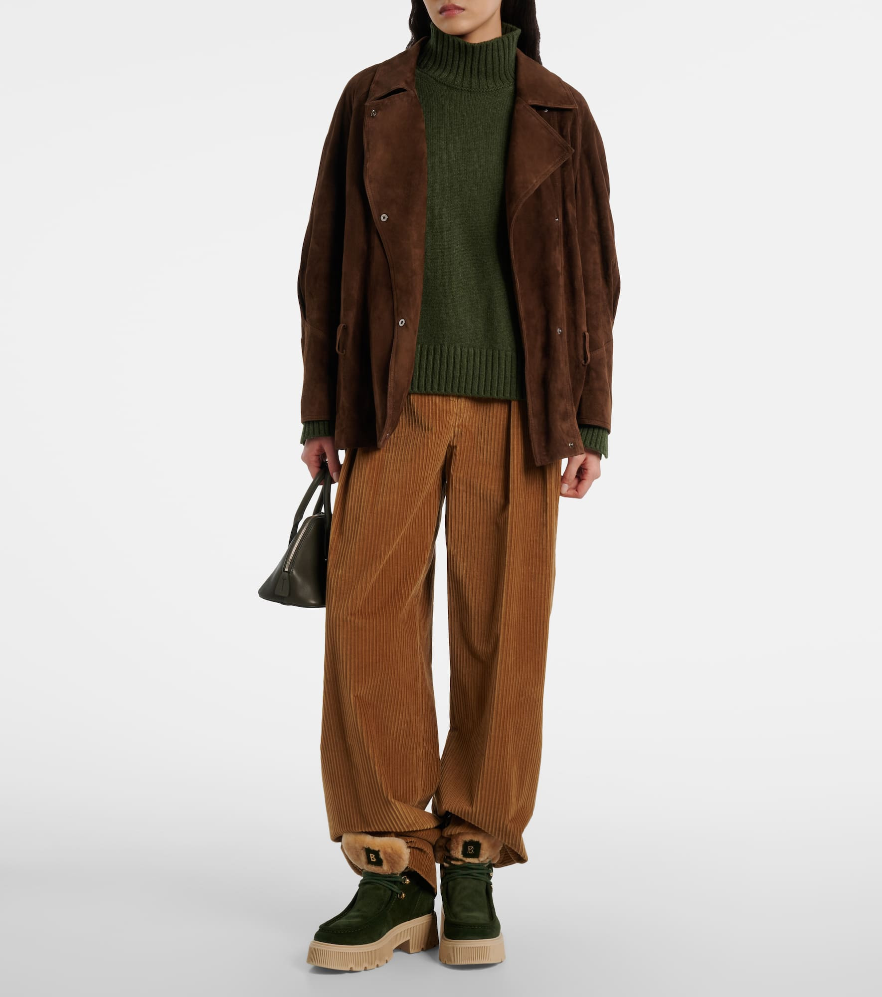 Turin shearling-trimmed suede lace-up boots - 3