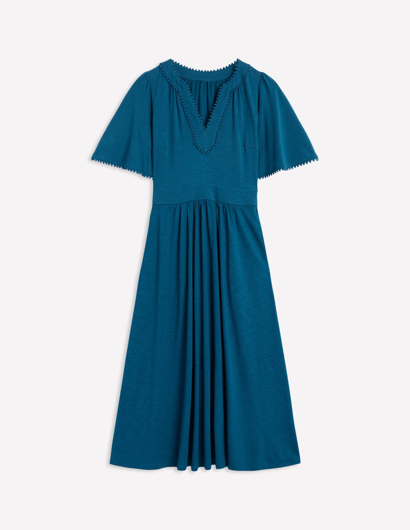 Maddie Trim Jersey Dress-Harbour Blue 1