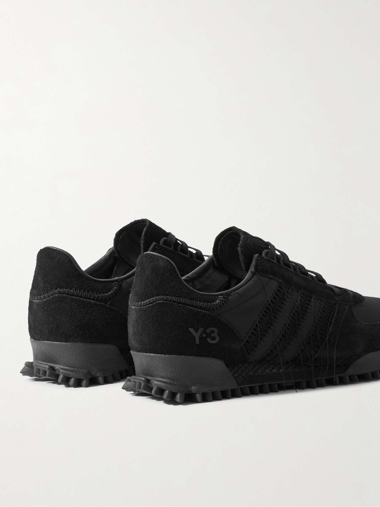 Marathon Distressed Suede and Shell Sneakers - 5