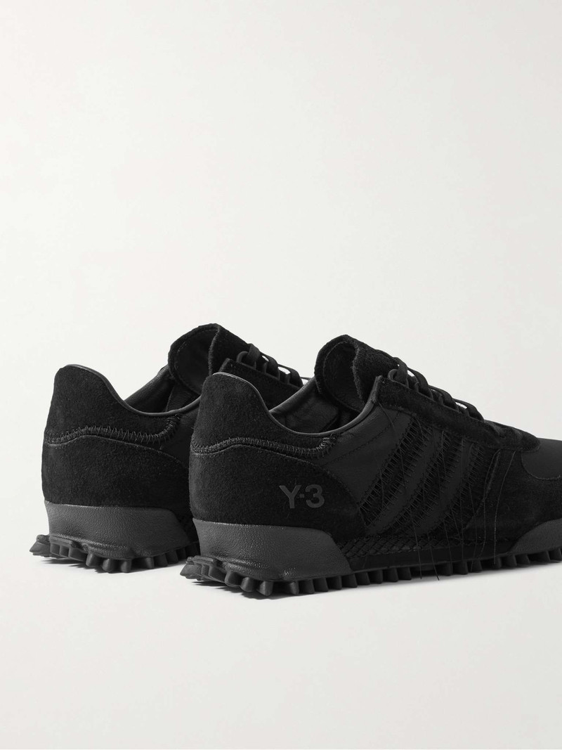 Marathon Distressed Suede and Shell Sneakers 5
