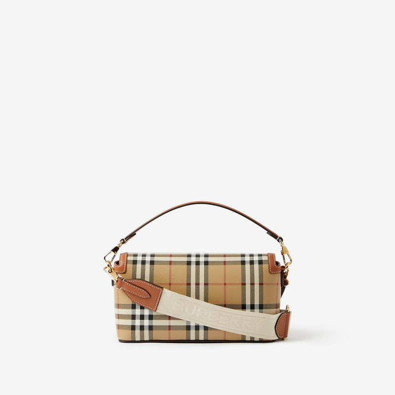 Burberry Check and Leather Top Handle Note Bag outlook