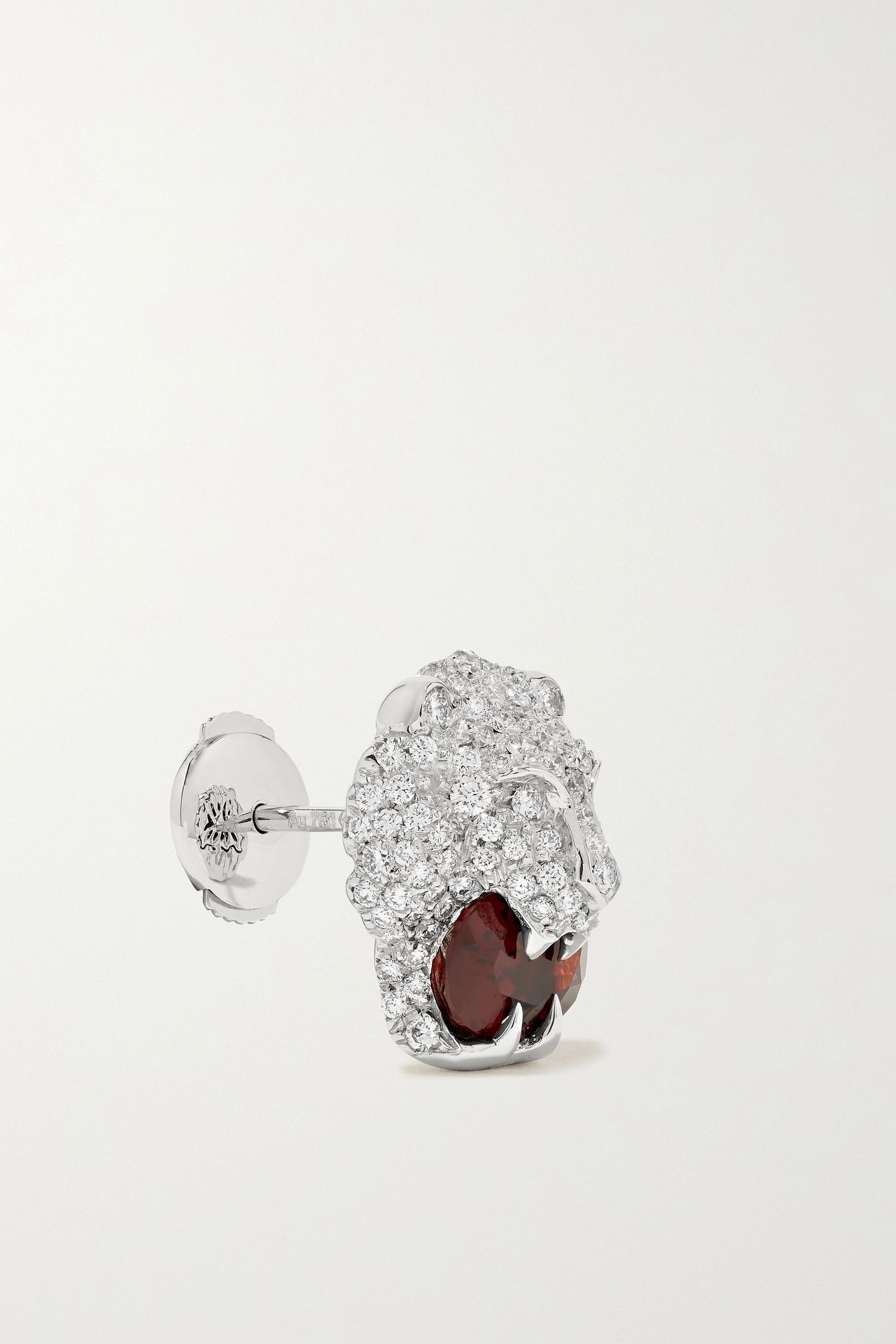 18-karat white gold, diamond and garnet earrings - 2