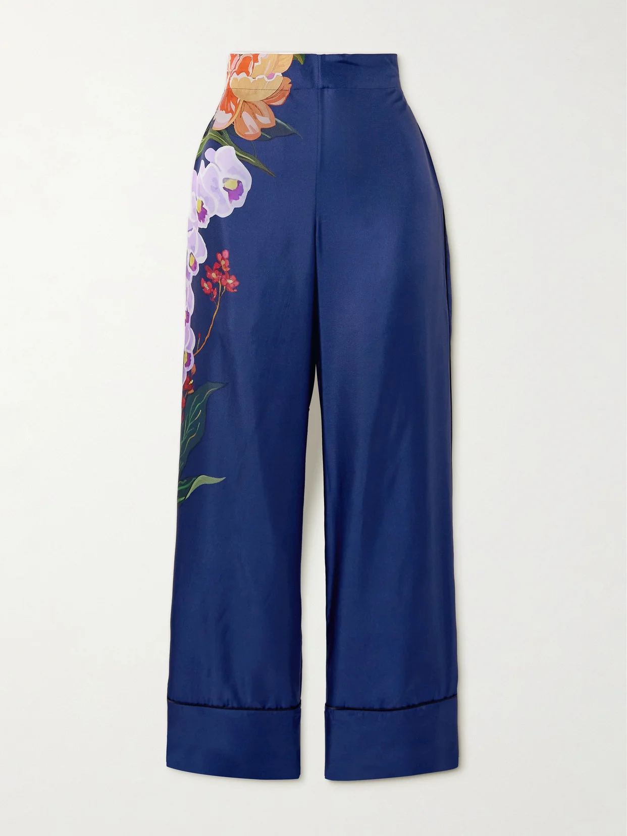 Havana Floral-print Silk-twill Wide-leg Pants - 1