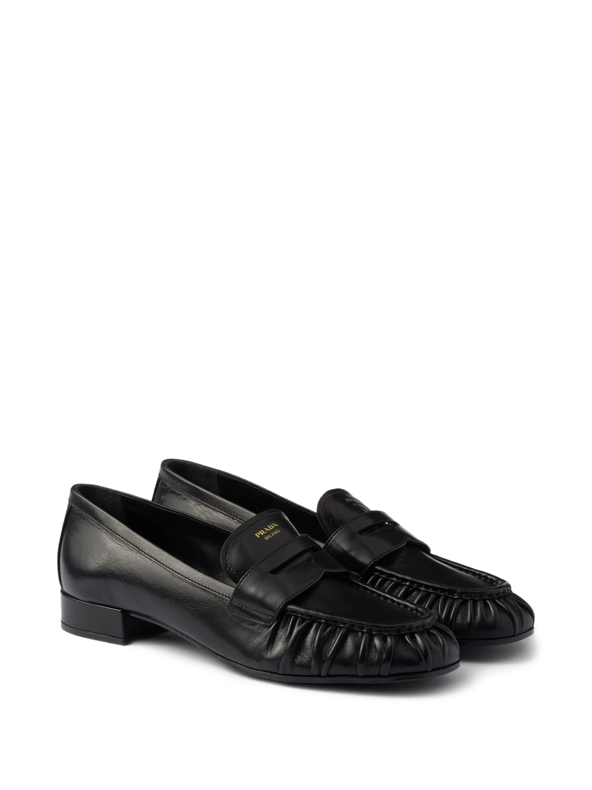 Prada Pleated Leather Loafers - 5