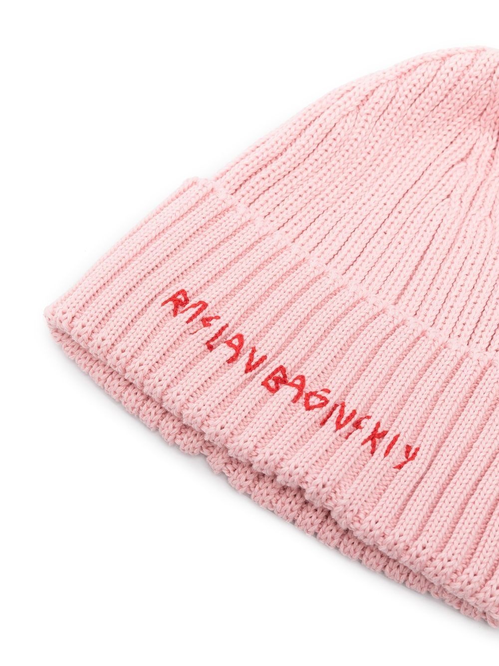 hand-embroidered ribbed beanie - 2