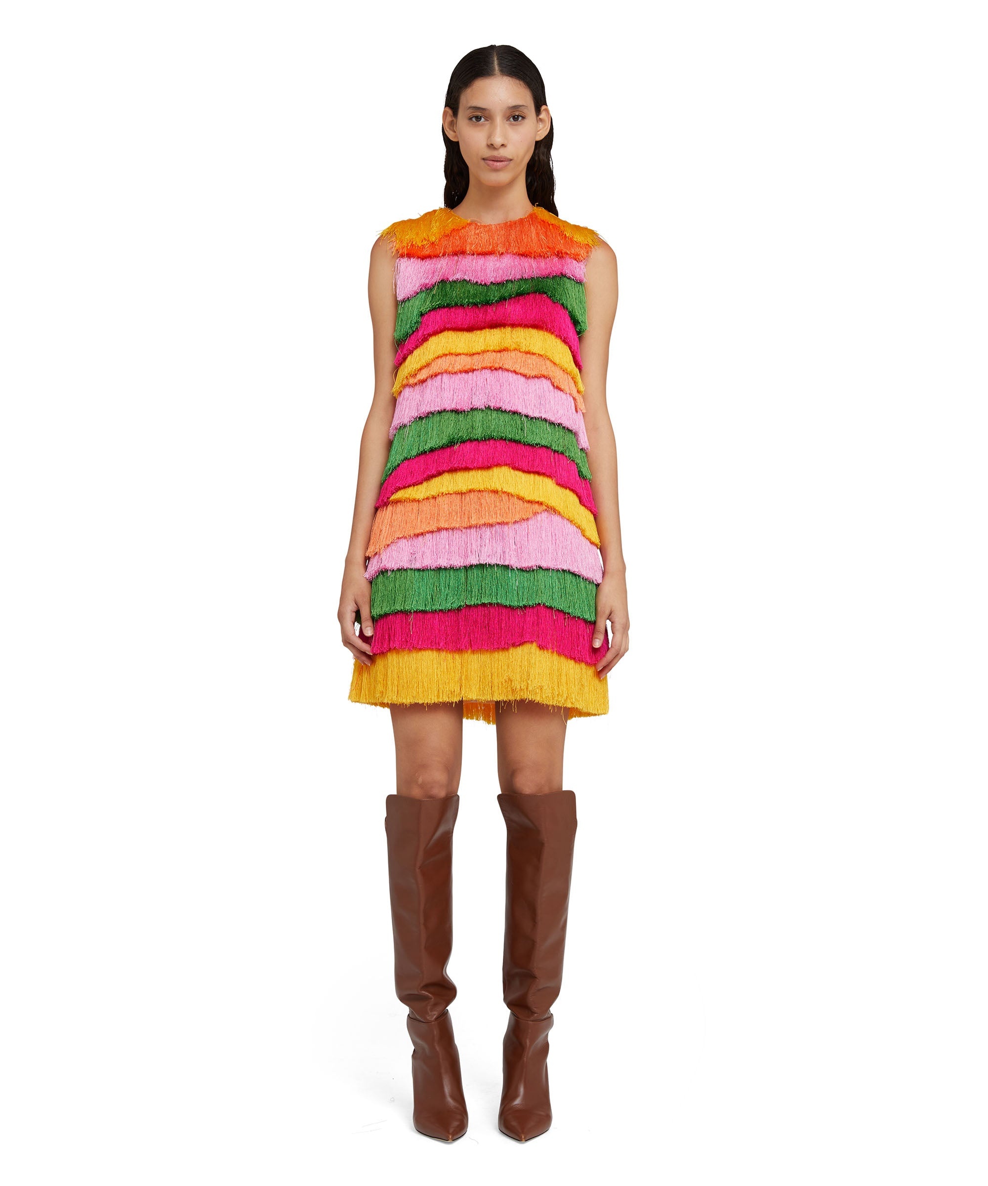 Mini sheathe dress with multicolor fringe - 5
