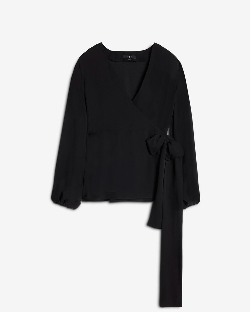 Silk Wrap Blouse in Black 1