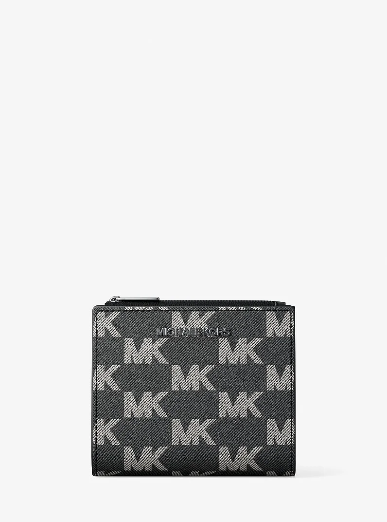 Cooper Medium Logo Jacquard Denim Zip Wallet - 1