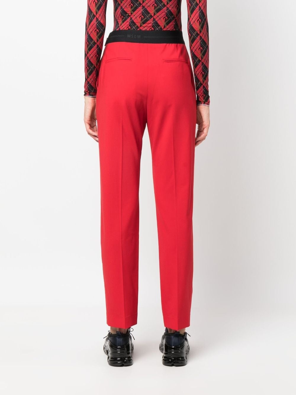 logo-waistband wool trousers - 4