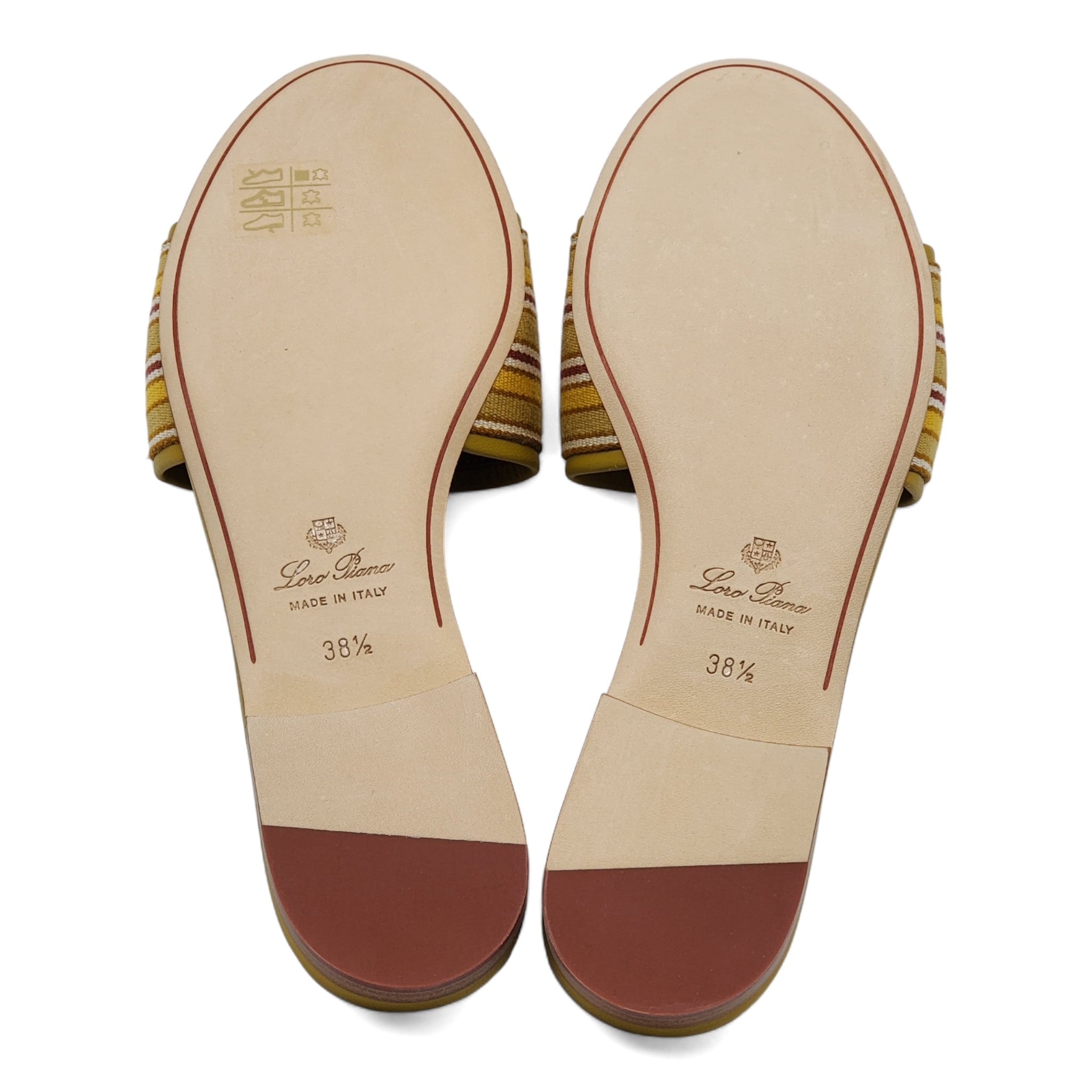 Loro Piana The Suitcase Stripe Flat Sandals in Yellow - 10
