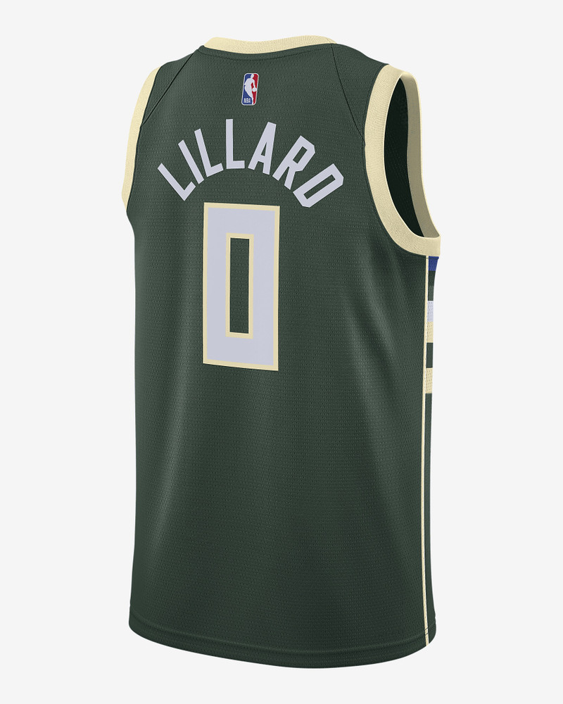Nike Damian Lillard Milwaukee Bucks Icon Edition 2022/23 Nike Men's Dri-FIT NBA Swingman Jersey outlook