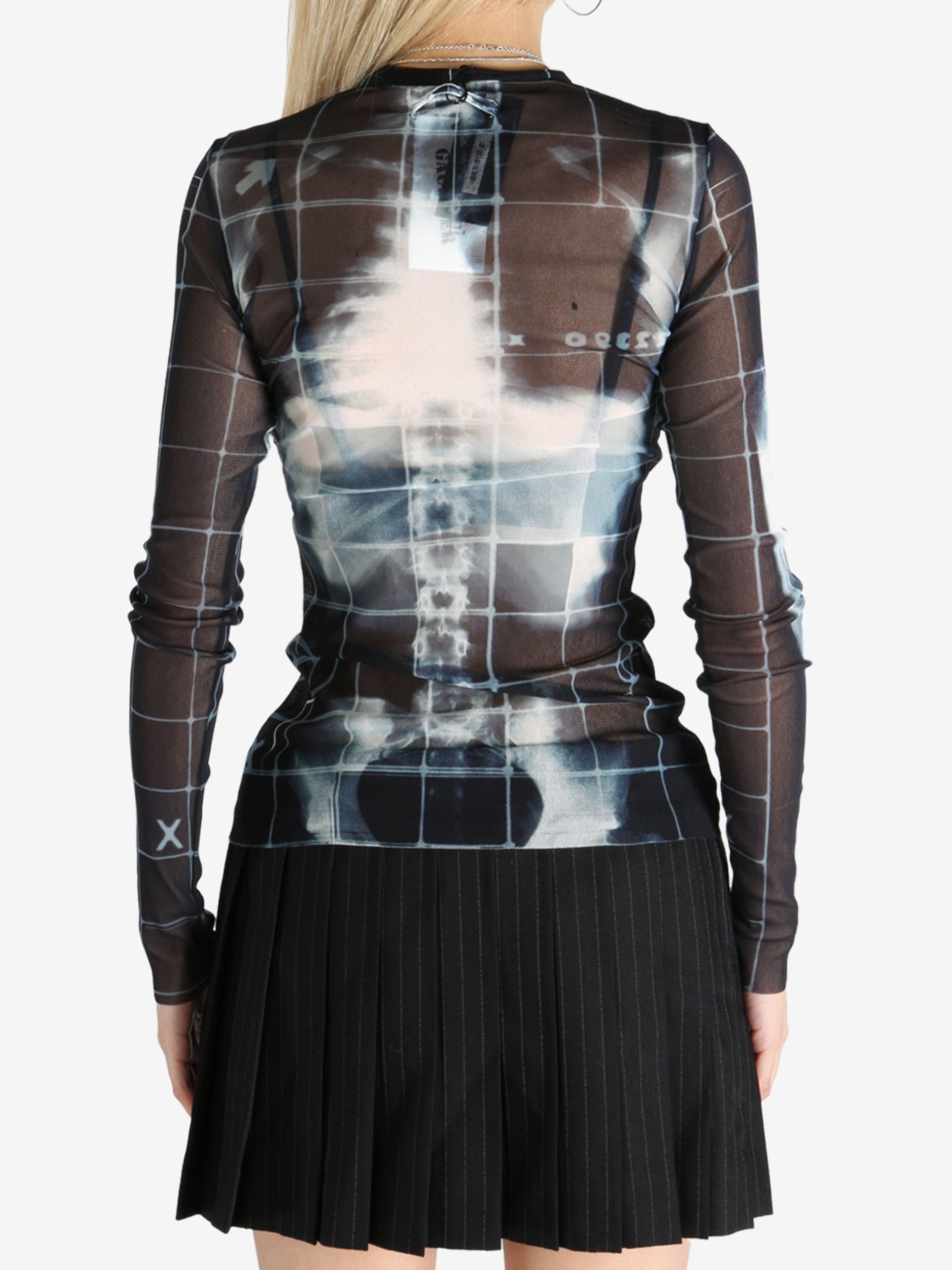 JEAN PAUL GAULTIER - Women Printed "Squeletor" Mesh Long Sleeves Top - 3