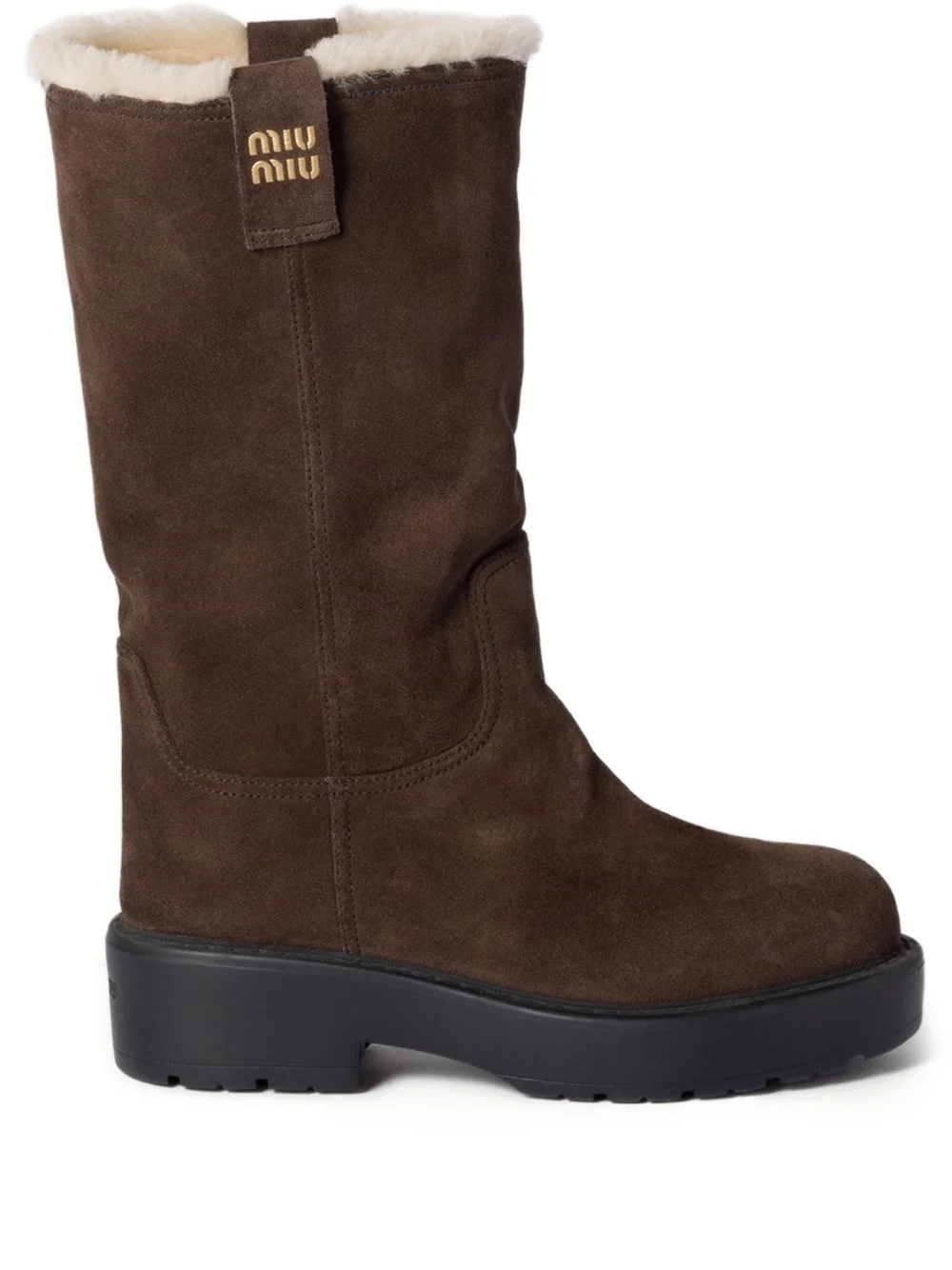 shearling-lined suede boots - 1