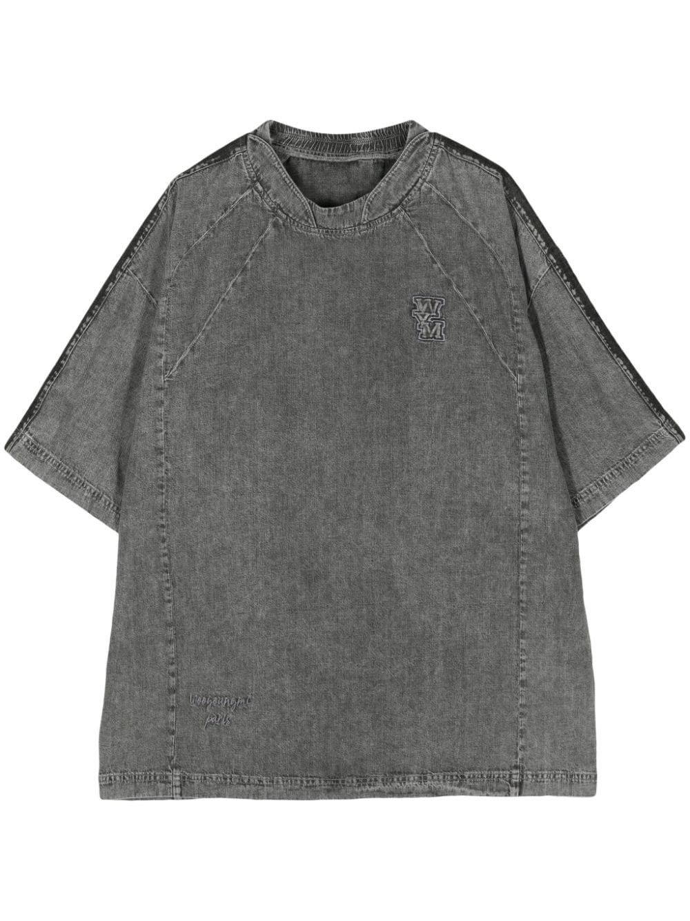 logo-appliquÃ© denim T-shirt - 1