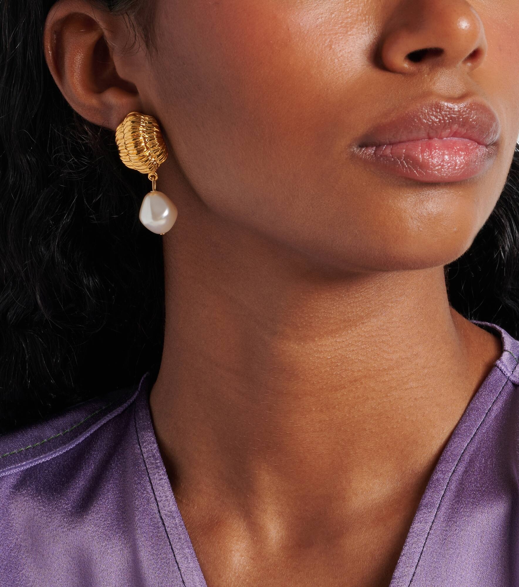 Asha faux pearls gold-plated earrings - 6