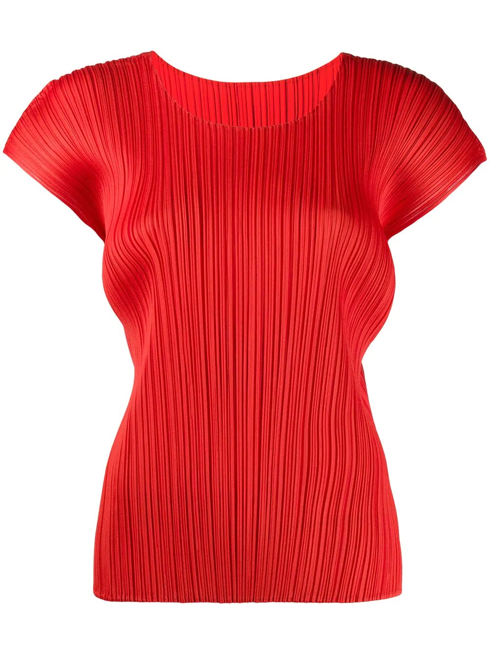 cap sleeve pleated T-shirt - 1