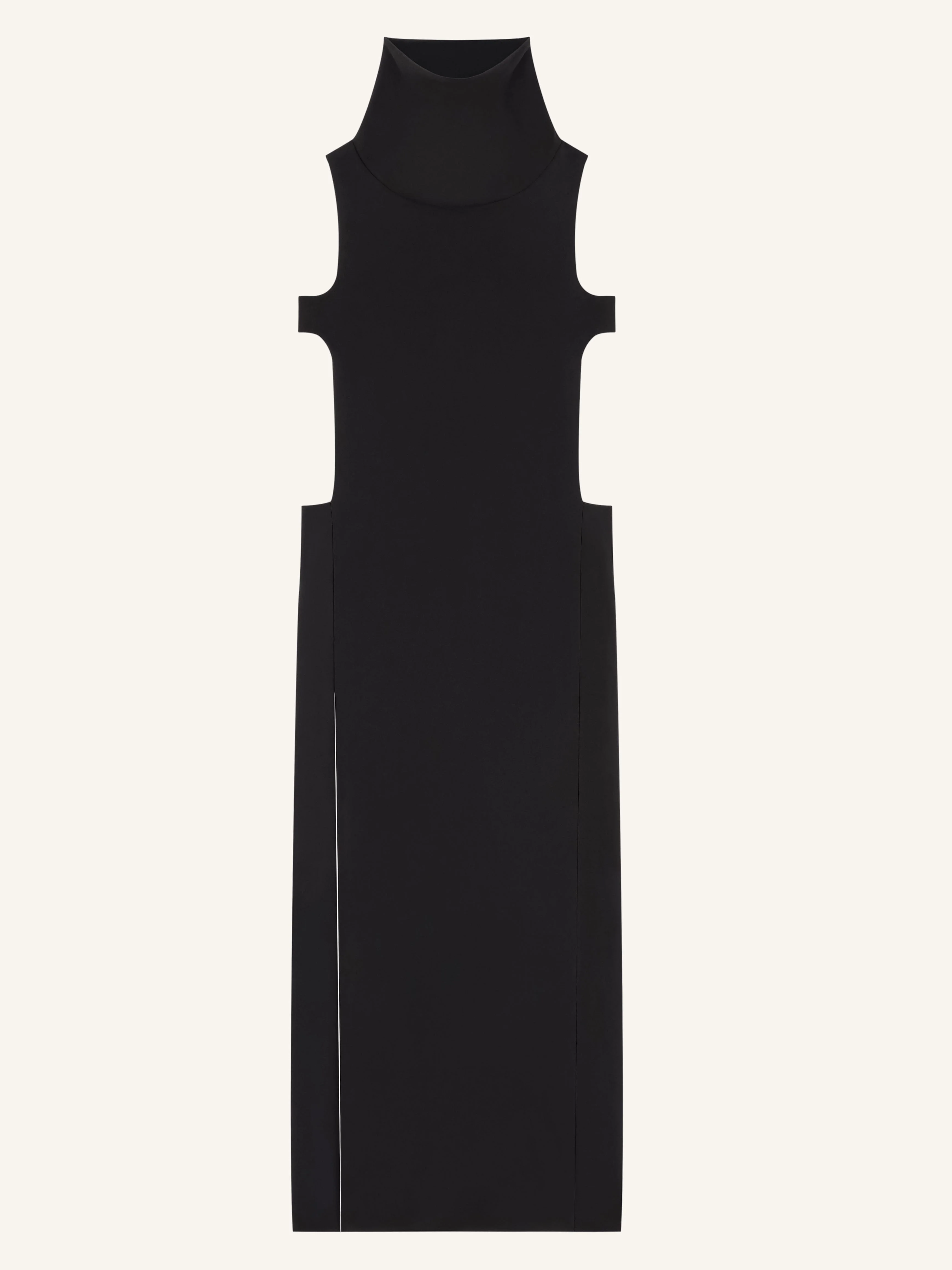 HIGH COLLAR CREPE LONG DRESS - 1