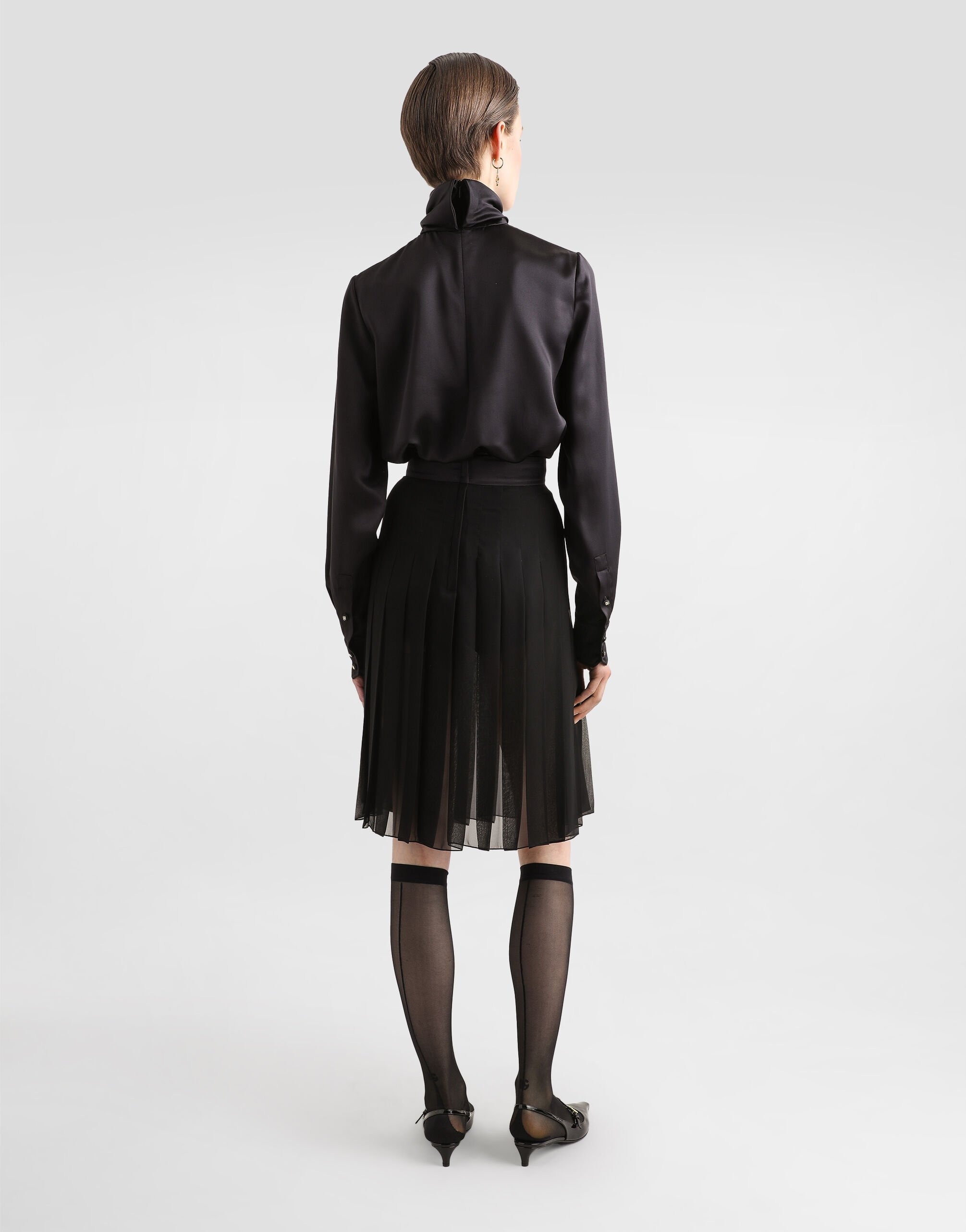 Pleated chiffon midi circle skirt - 3
