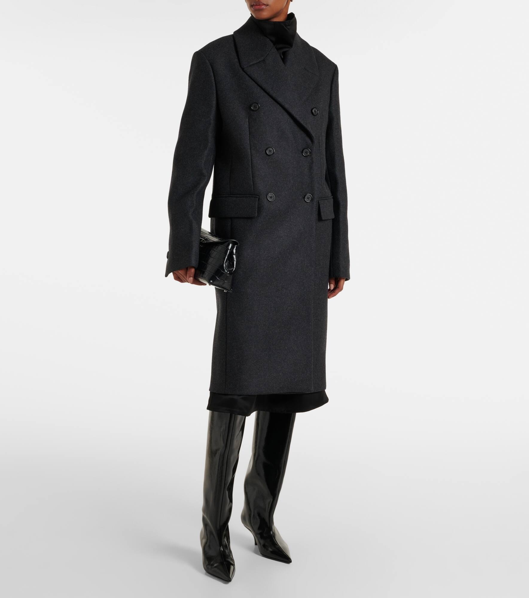 Double-breasted wool-blend felt coat - 6
