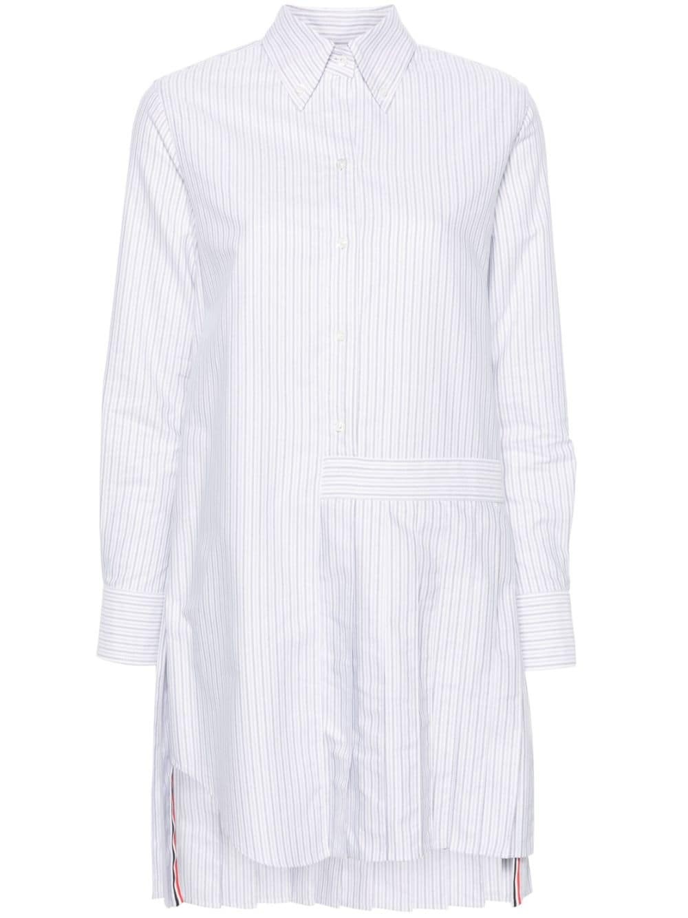 pleated striped shirt dress - 1