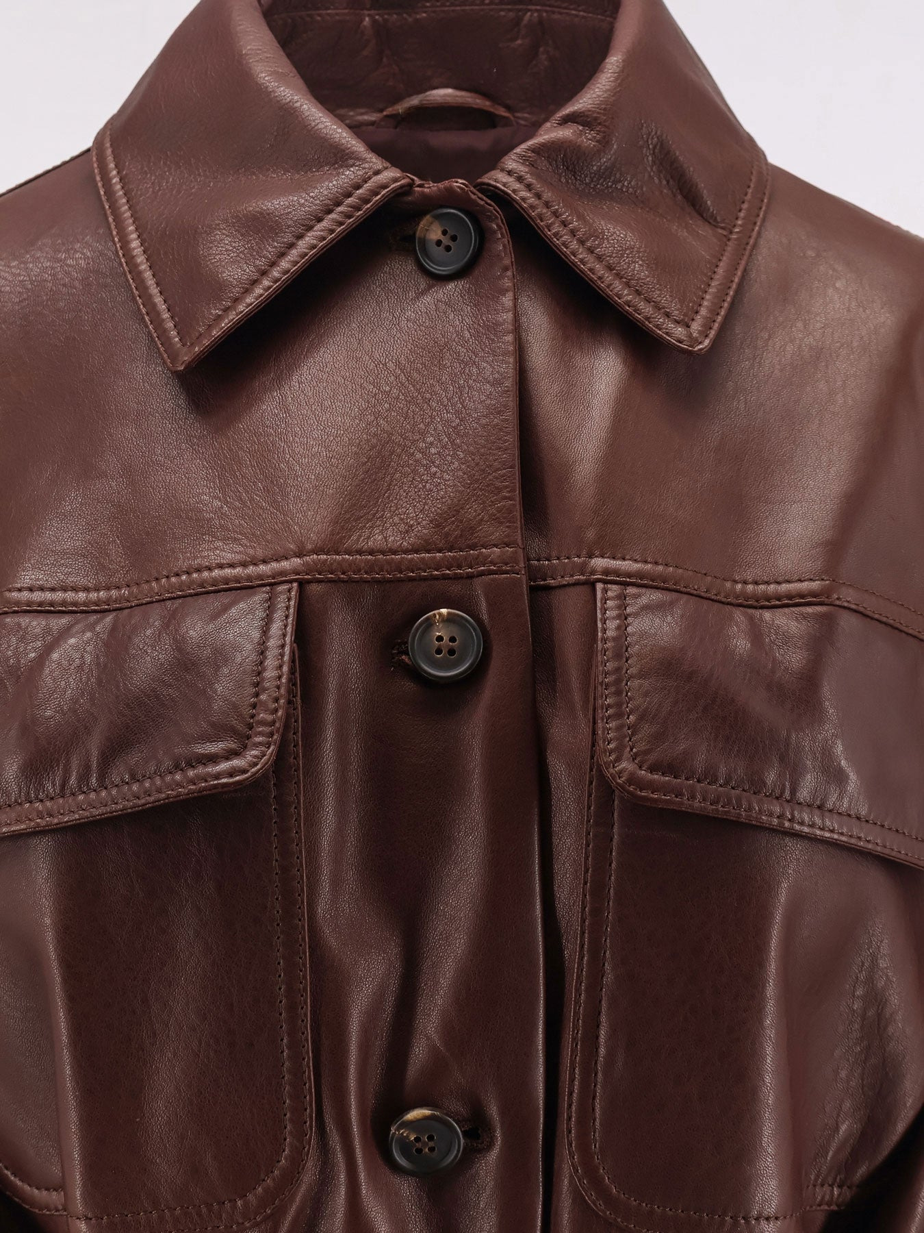 Leather Jacket With Belt - 5