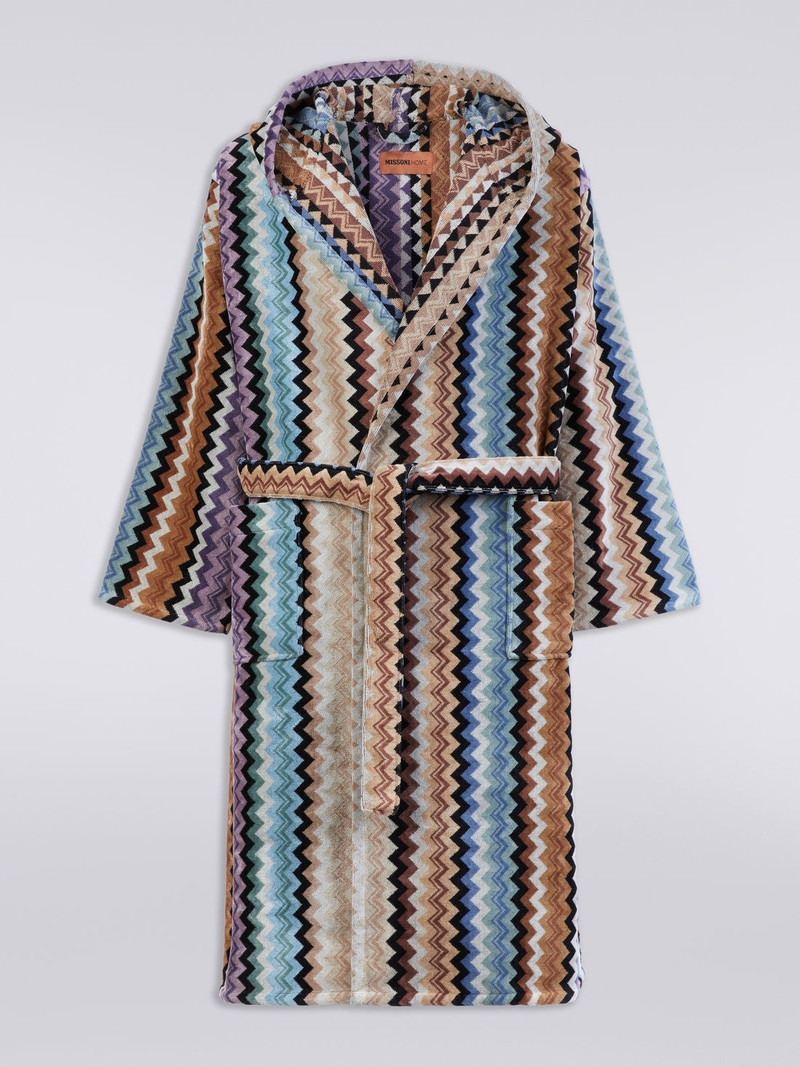 Adam chevron cotton terry hooded bathrobe 1