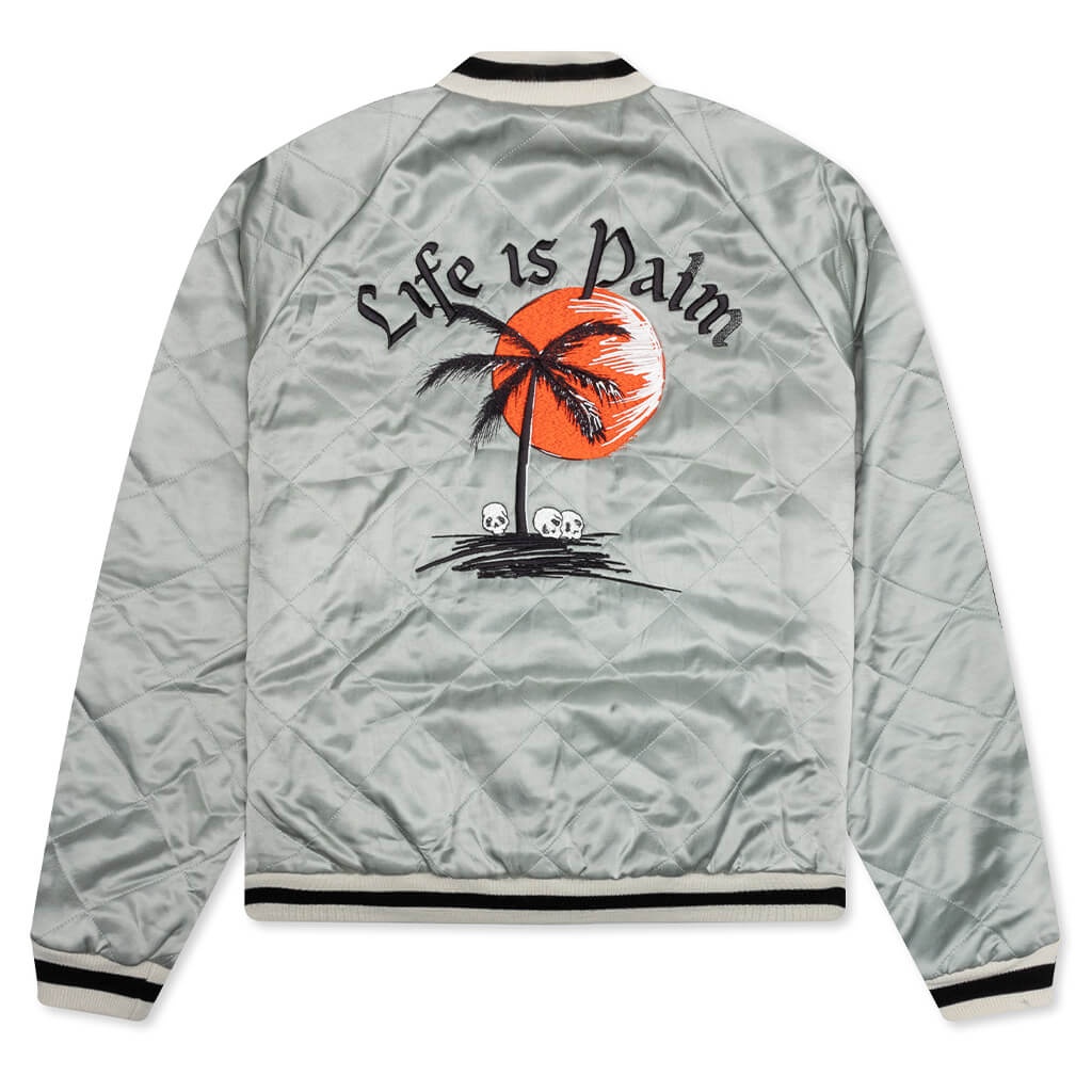 PALM ANGELS LIFE IS PALM SOUVENIR JACKET - GREY/BLACK - 2