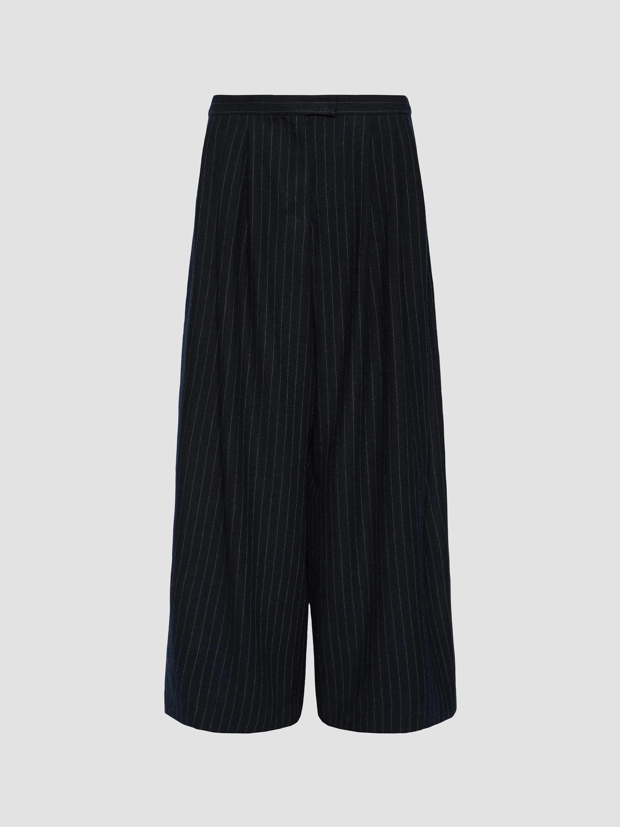 Women's Pinstripe Silk Trousers - Midnight Blue - 1