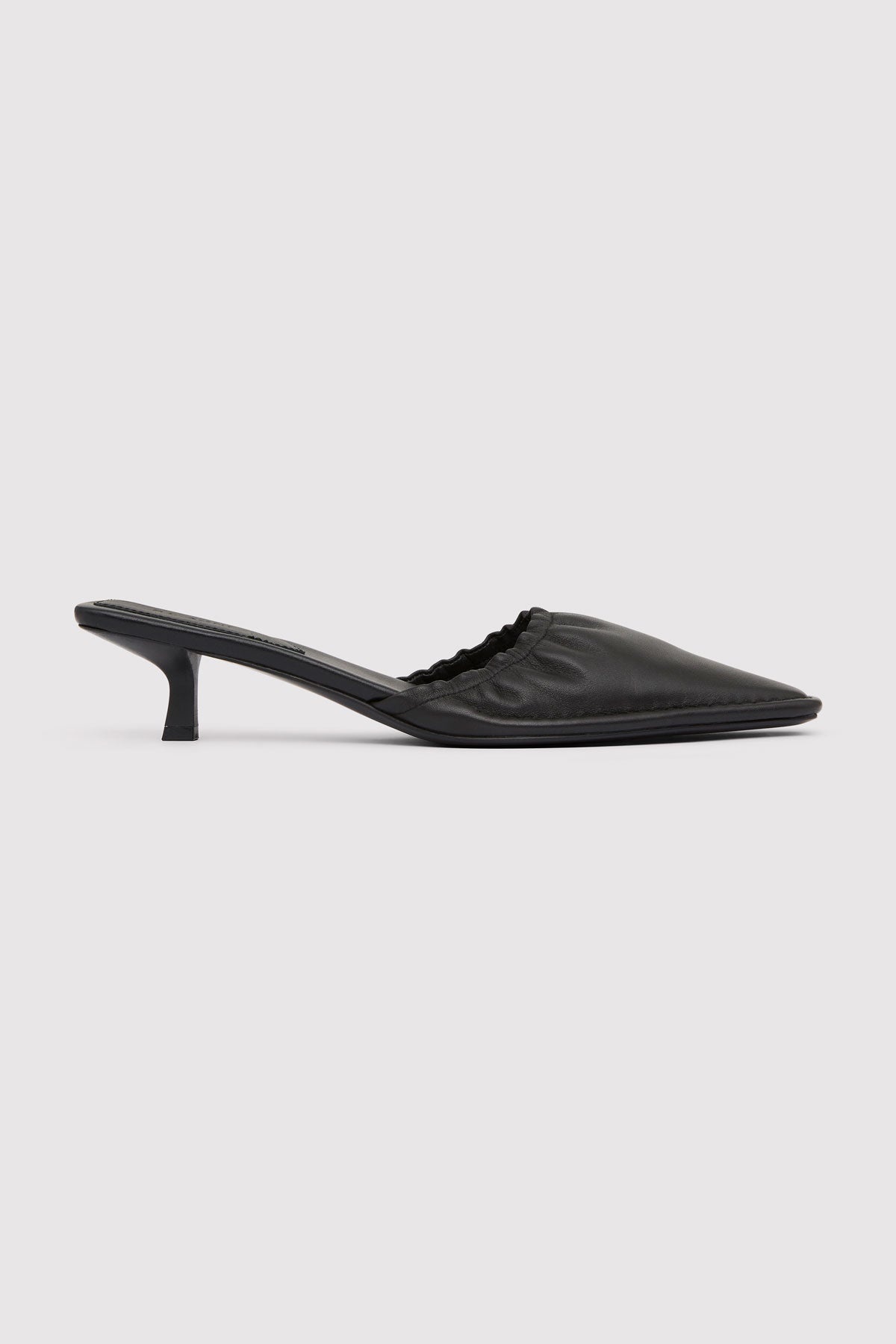 Gathered Kitten Heels - Black - 6