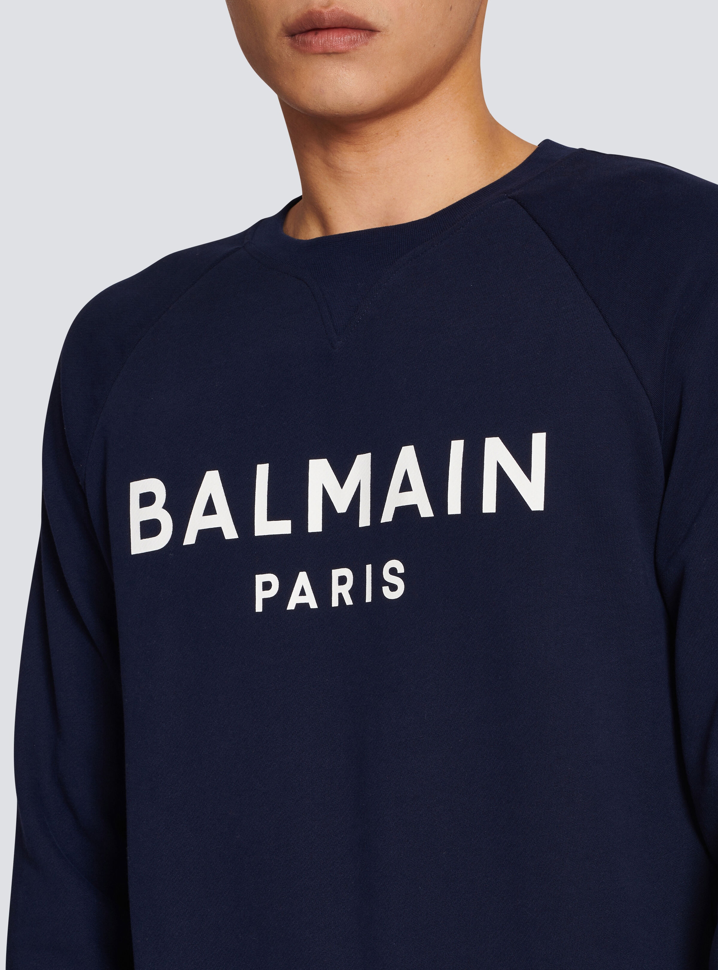 Cotton sweatshirt with flocked Balmain Paris logo - 6