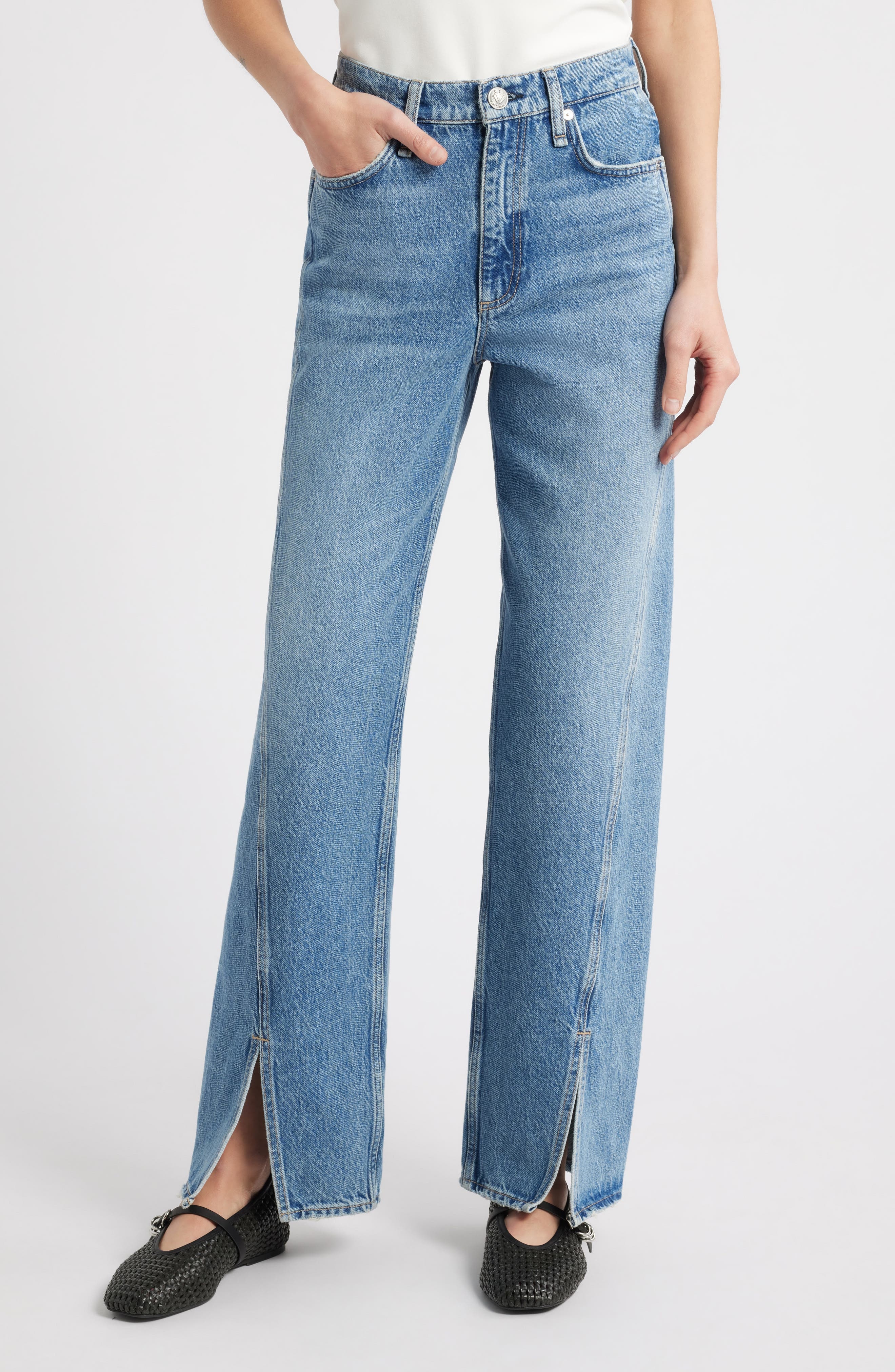 rag & bone High Waist Slit Hem Straight Leg Jeans in Astoria at Nordstrom - 1