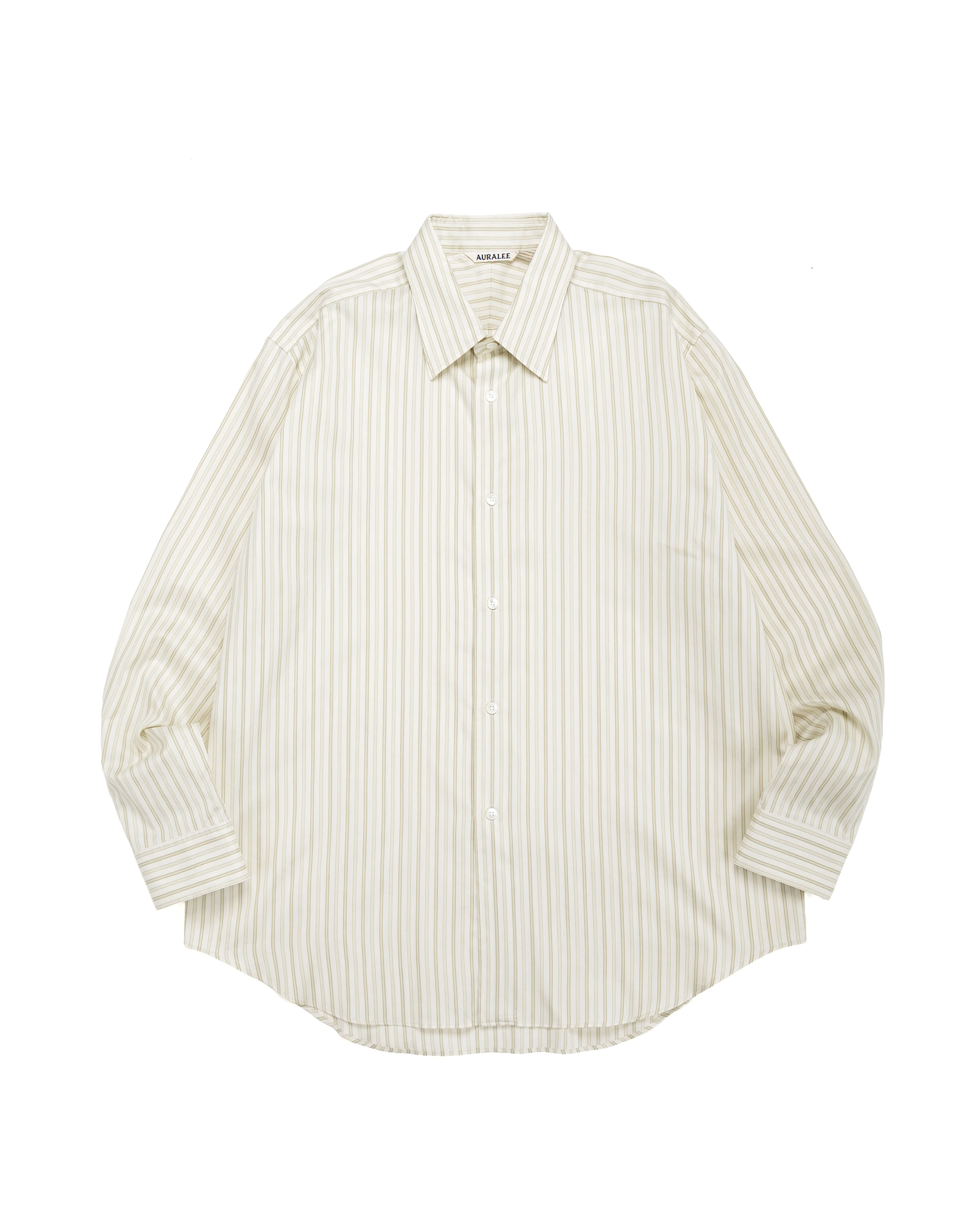 Cotton Silk Stripe Shirt Ivory Stripe - 1